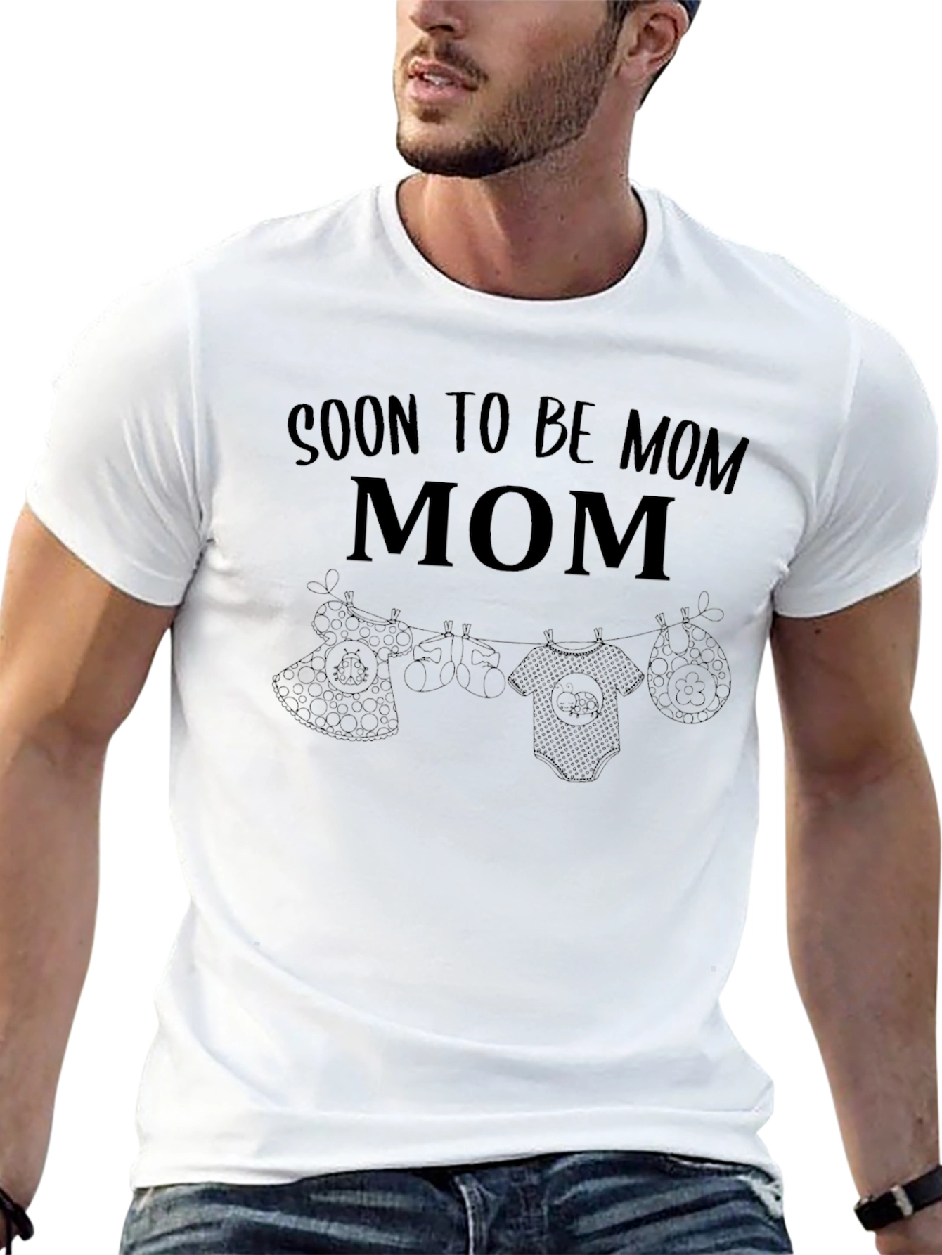 Black Soon To Be Mom T-Shirt, Unisex Pregnancy Tee view 13