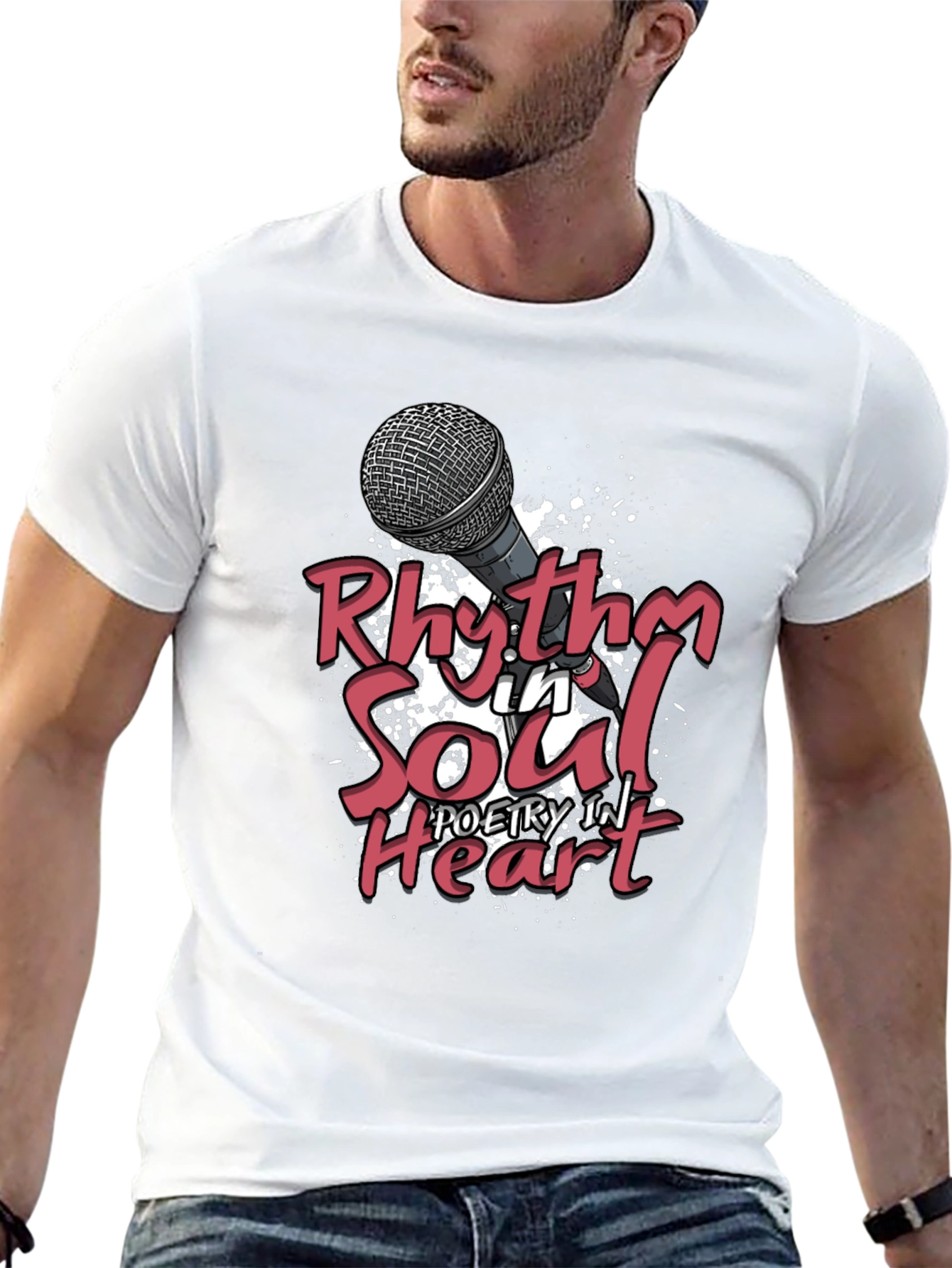 Black Rhythm in Soul Poetry Heart Graphic T-Shirt view 13