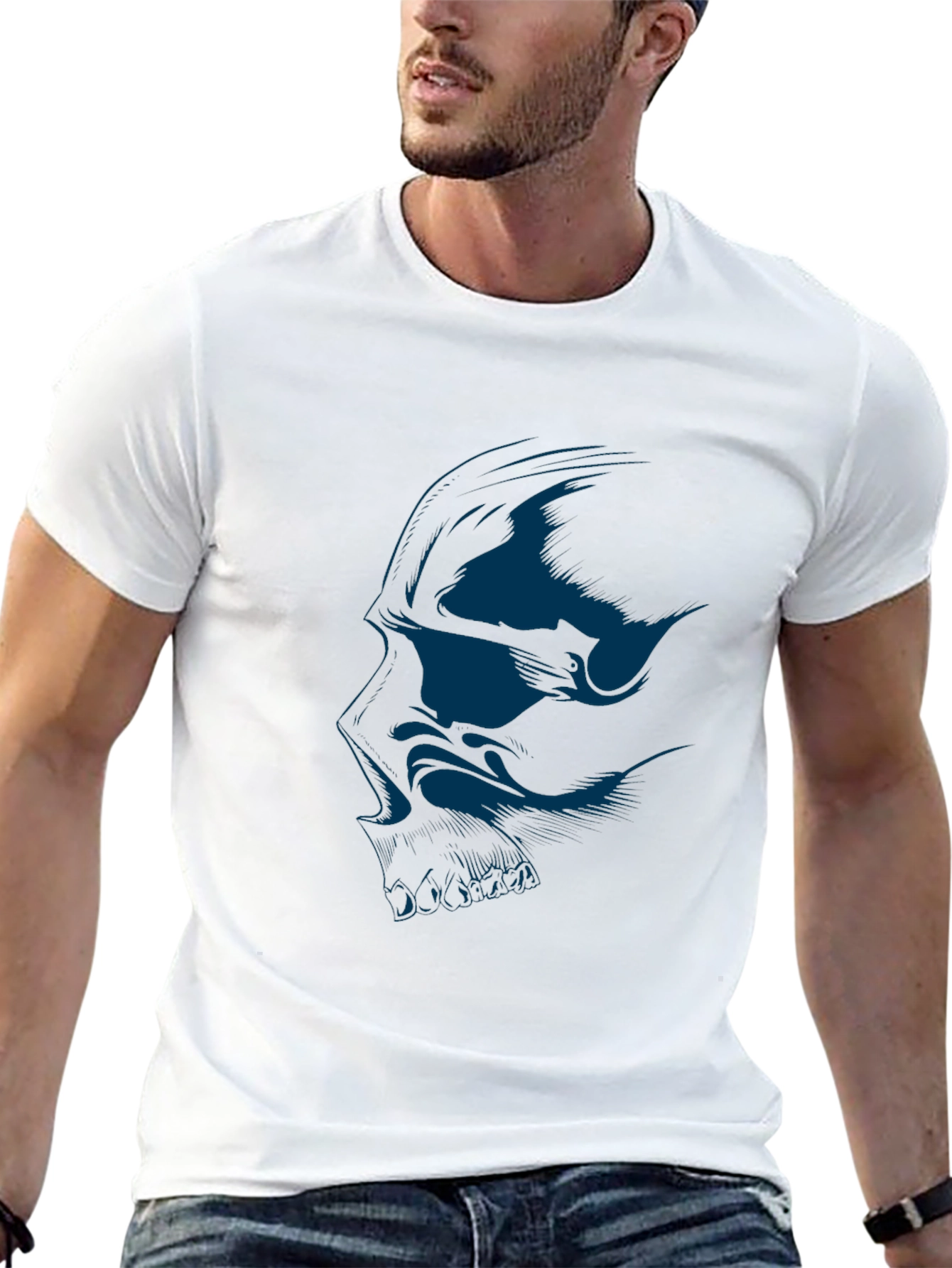 Black Dark Skull Graphic Tee - Men's Black T-Shirt view 13