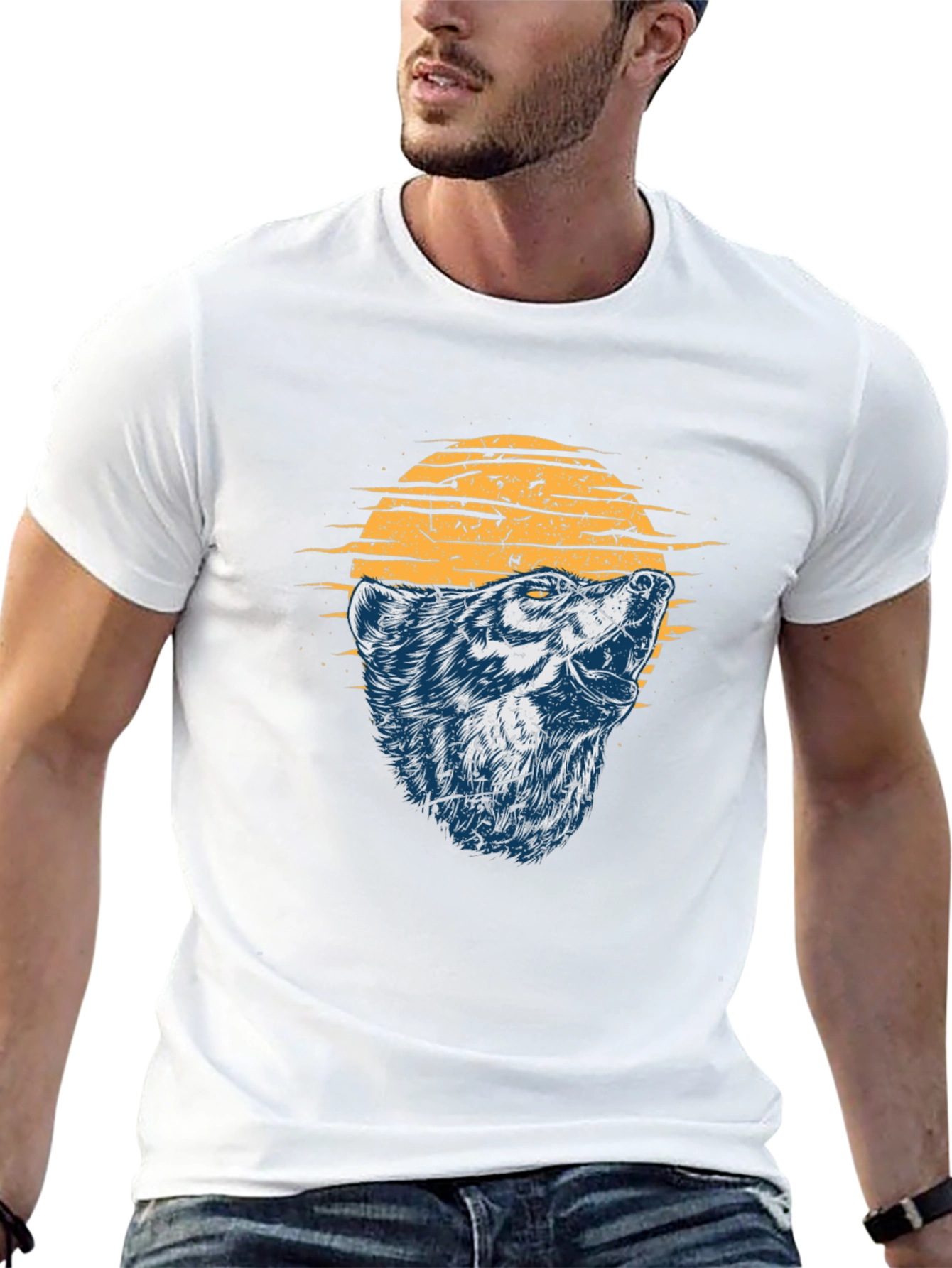 Black Wolf Graphic Print T-Shirt - Black view 13