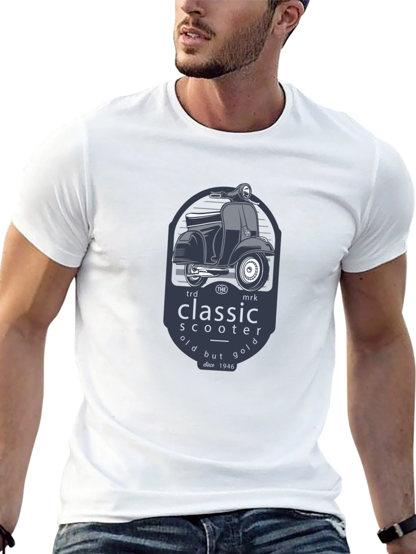 Black Classic Scooter T-Shirt - Vintage Style view 13