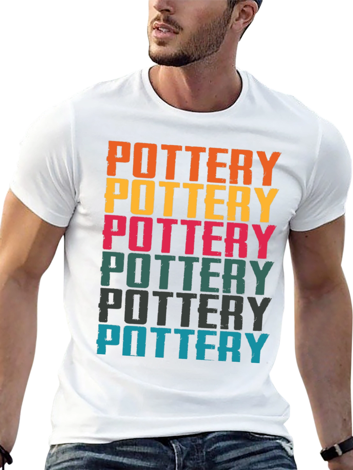 Black Retro Pottery T-Shirt | Colorful Potter Tee view 13