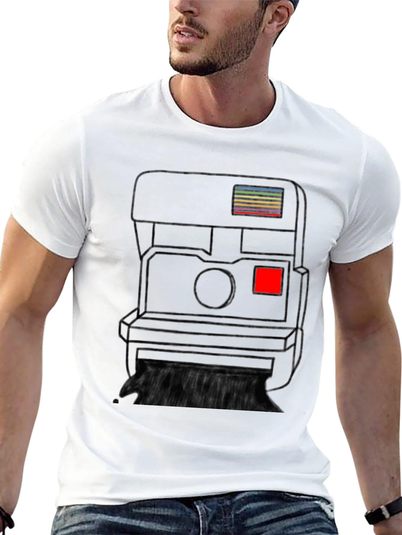 Black Retro Camera Graphic Tee - Black Cotton T-Shirt view 13