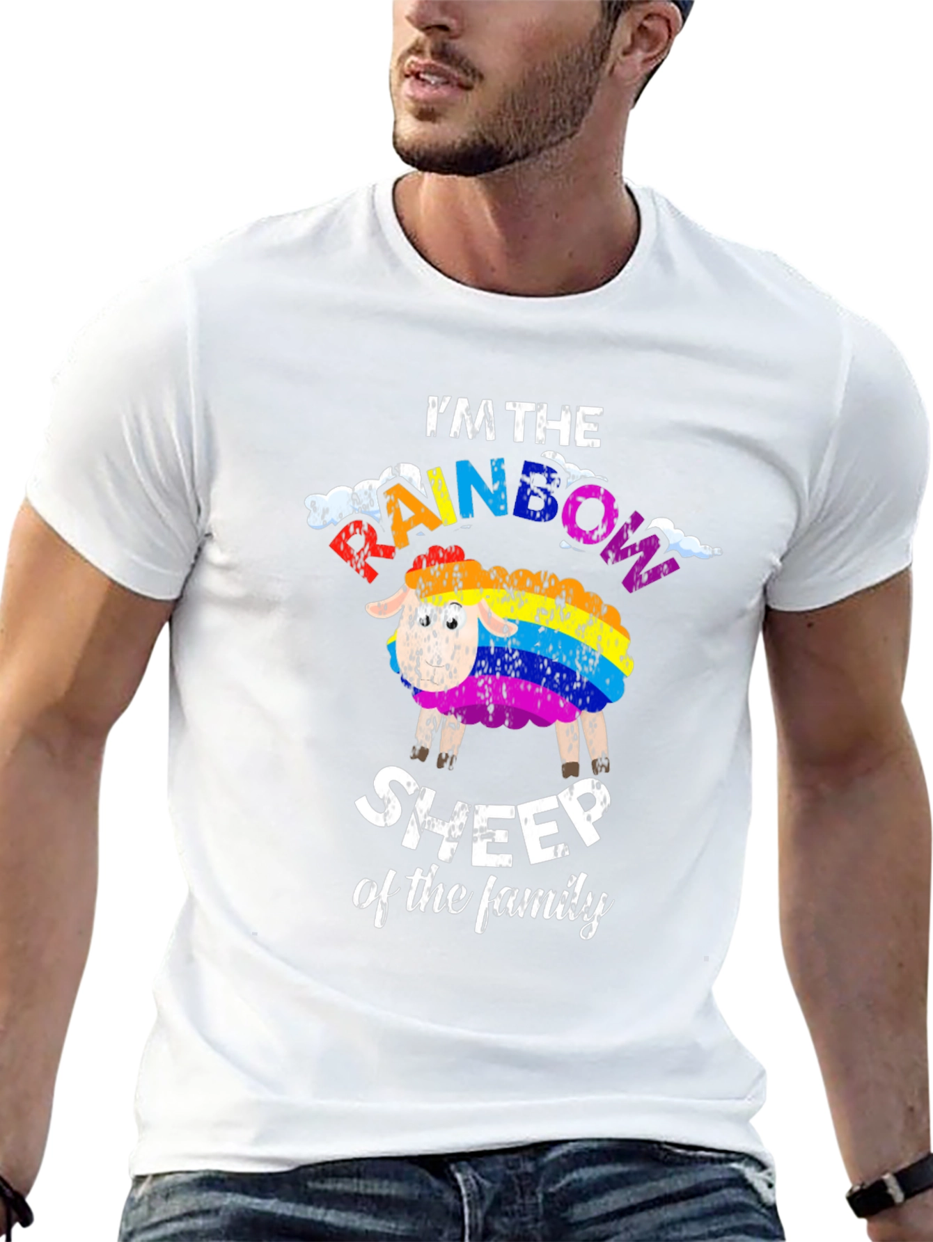 Black Rainbow Sheep T-Shirt: Unique Family Pride Apparel view 13