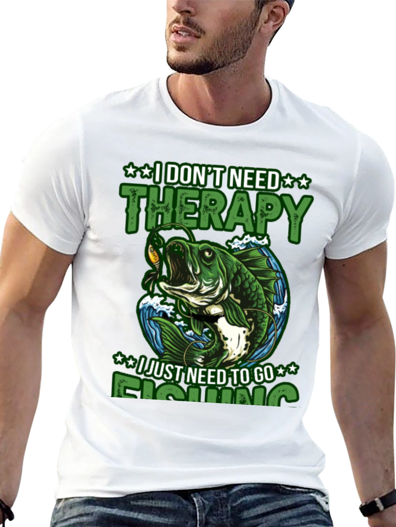 Black Fishing Therapy T-Shirt view 13