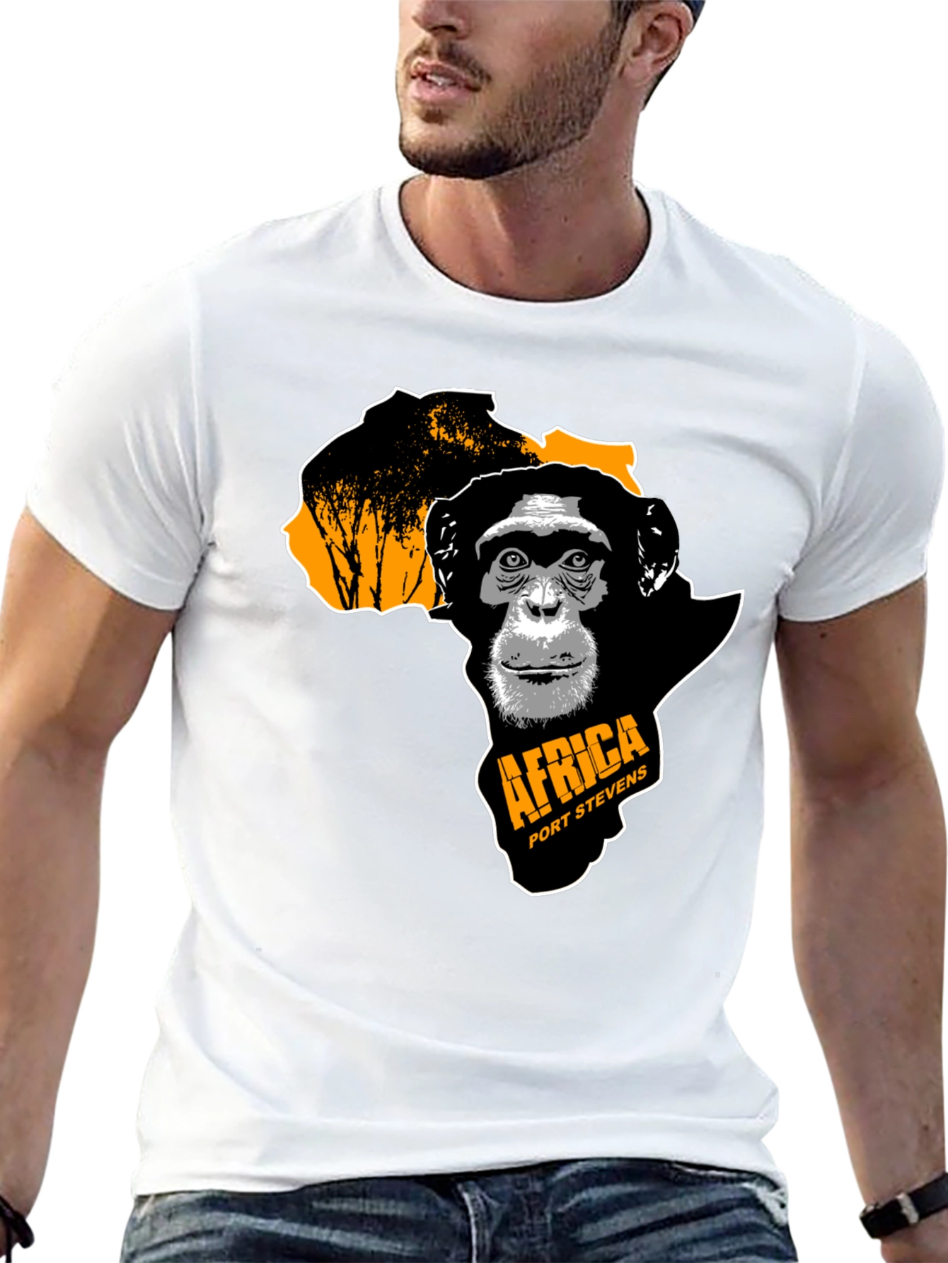 Black Africa Chimpanzee Graphic Black T-Shirt view 13