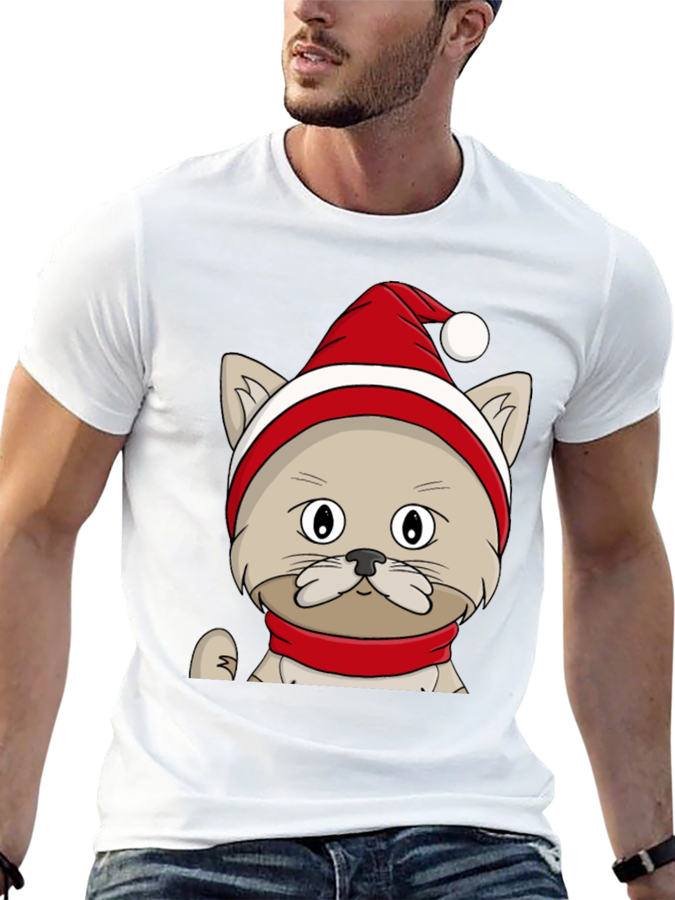 Black Festive Cat Tee - Holiday Cheer view 13