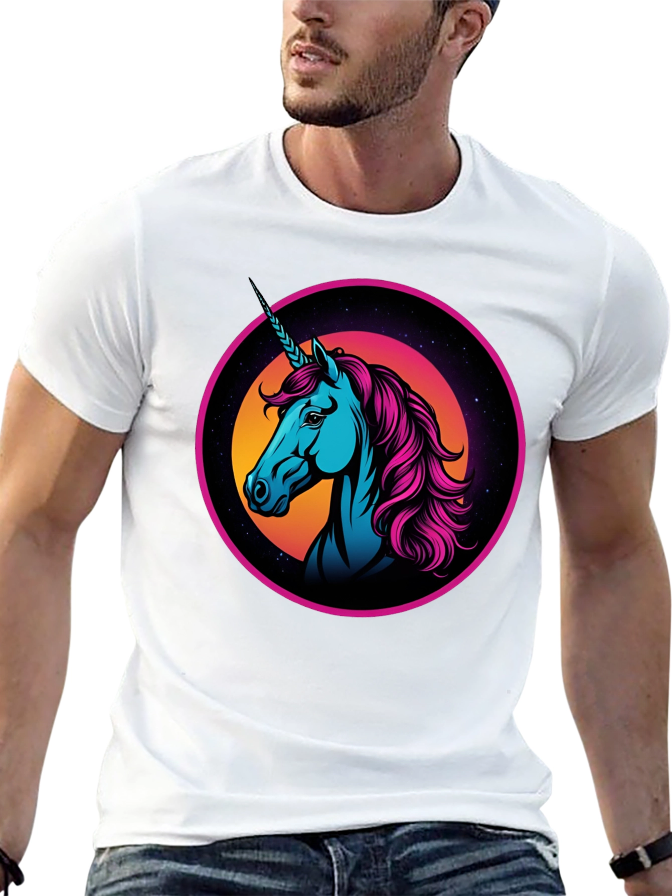 Black Retro Unicorn Graphic T-Shirt view 13