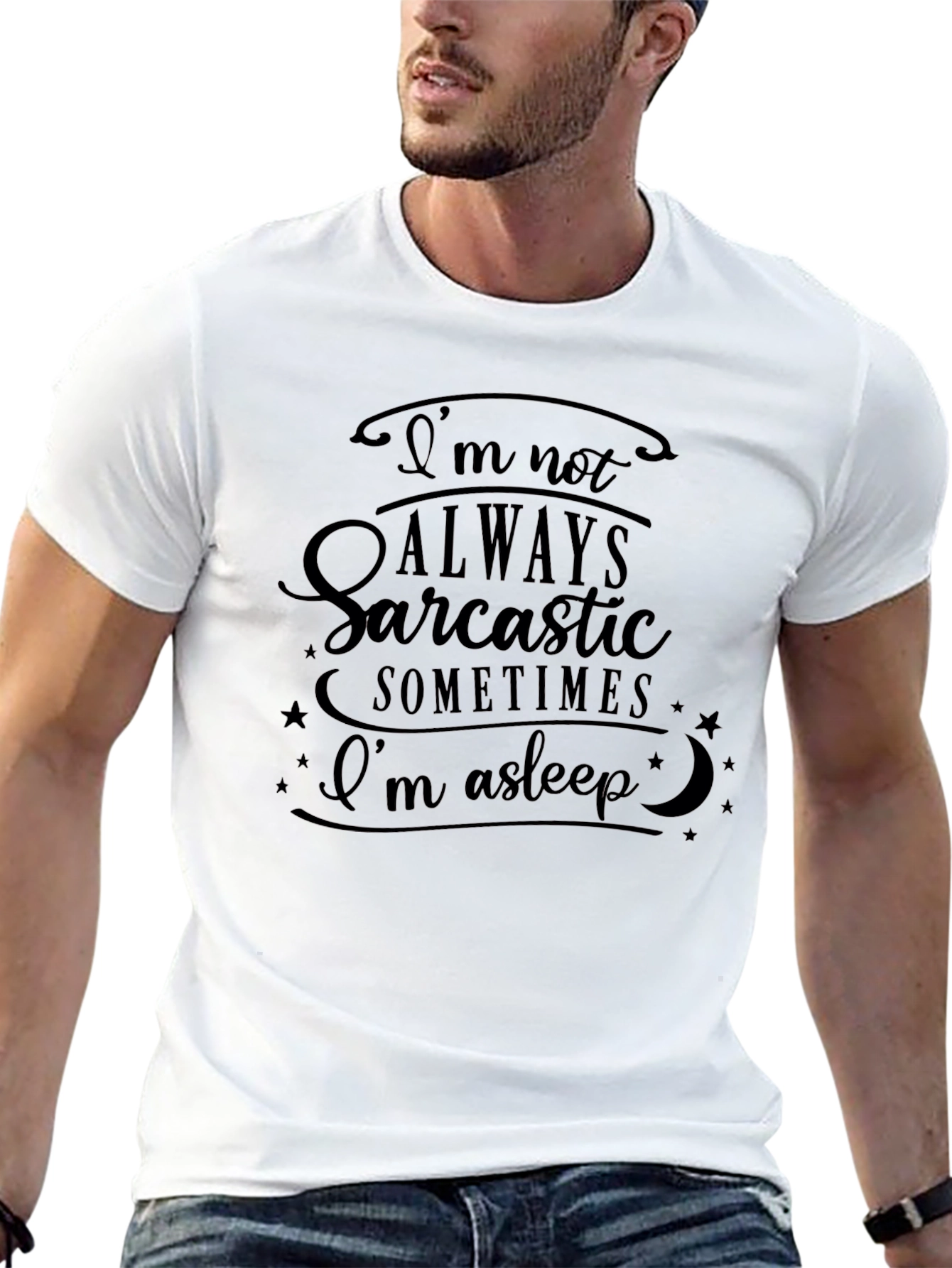 Black Sarcastic Humor Graphic Tee - Black Cotton view 13