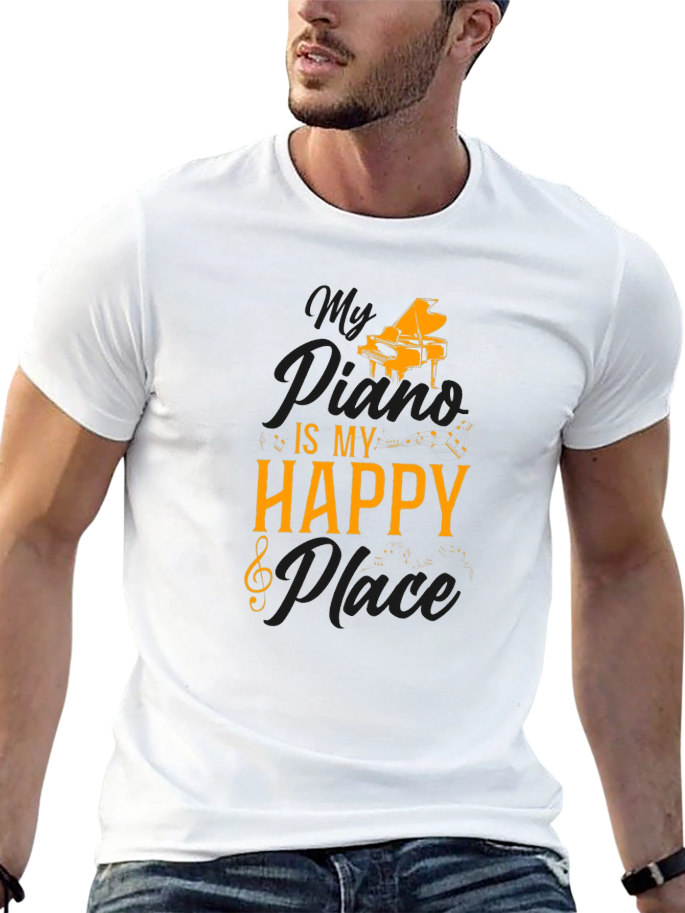 Black My Piano Is My Happy Place T-Shirt view 13