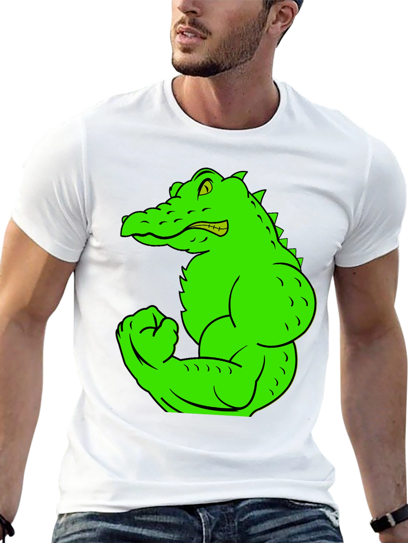 Black Muscle Gator Graphic Tee - Black Cotton T-Shirt view 13