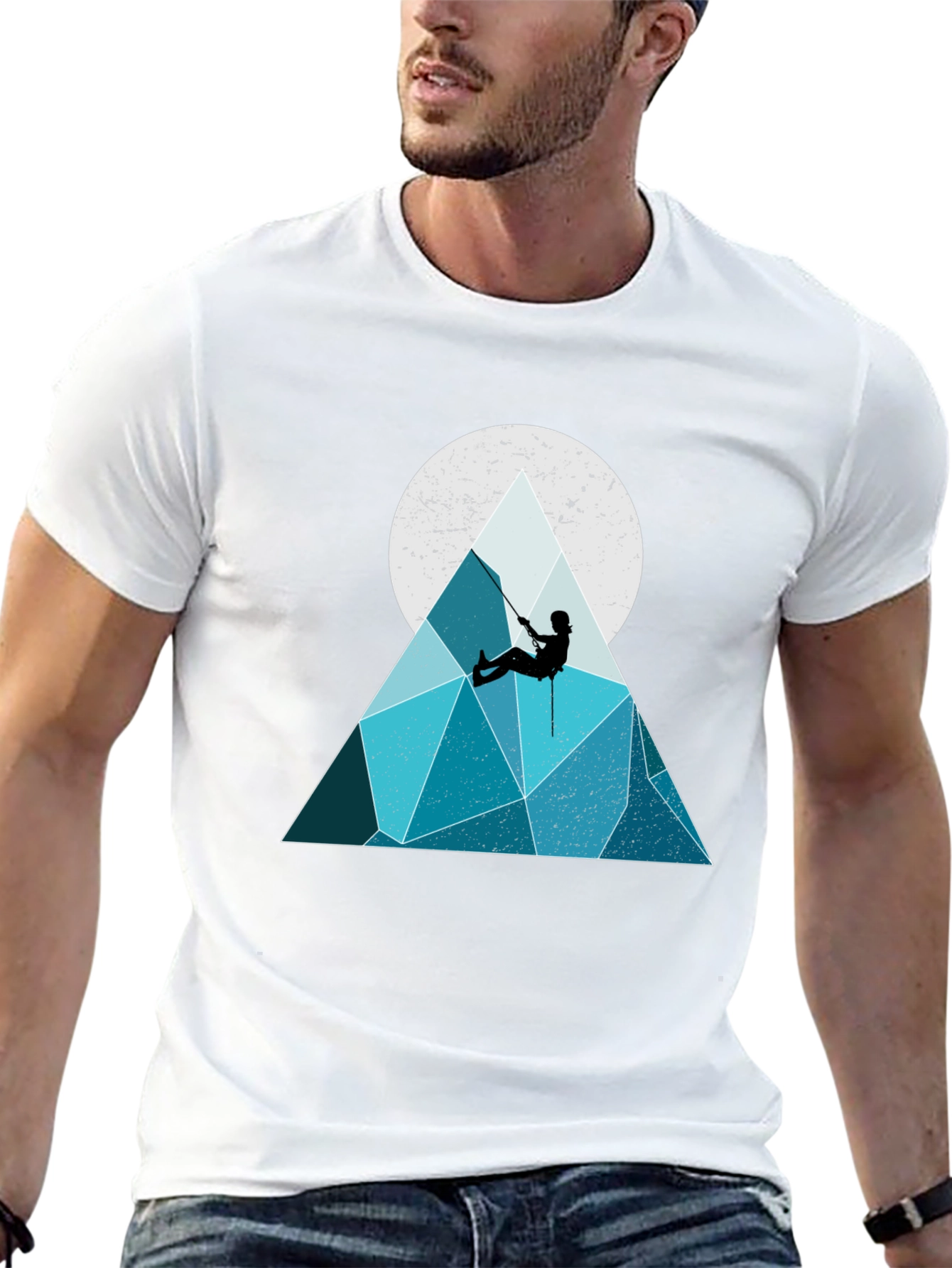 Black Geometric Mountain Climber Graphic Tee view 13
