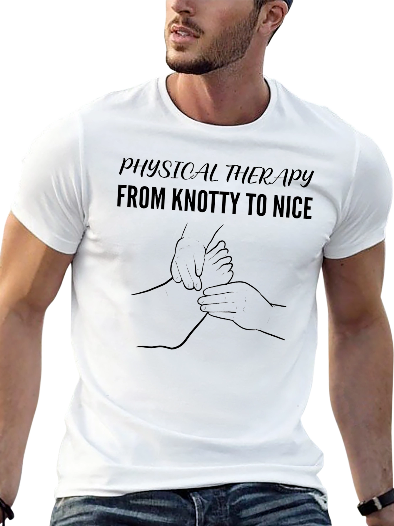 Black Physical Therapy T-Shirt - From Knotty to Nice view 13