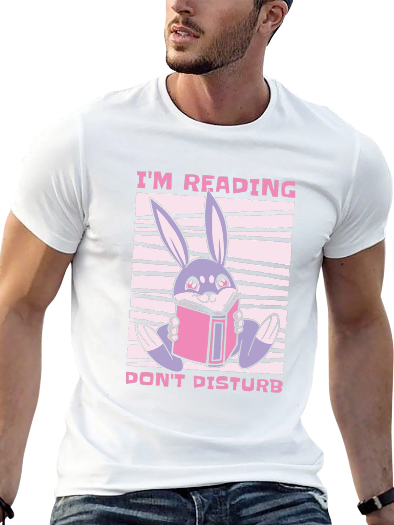 Black Reading Bunny Graphic T-Shirt - Don't Disturb view 13