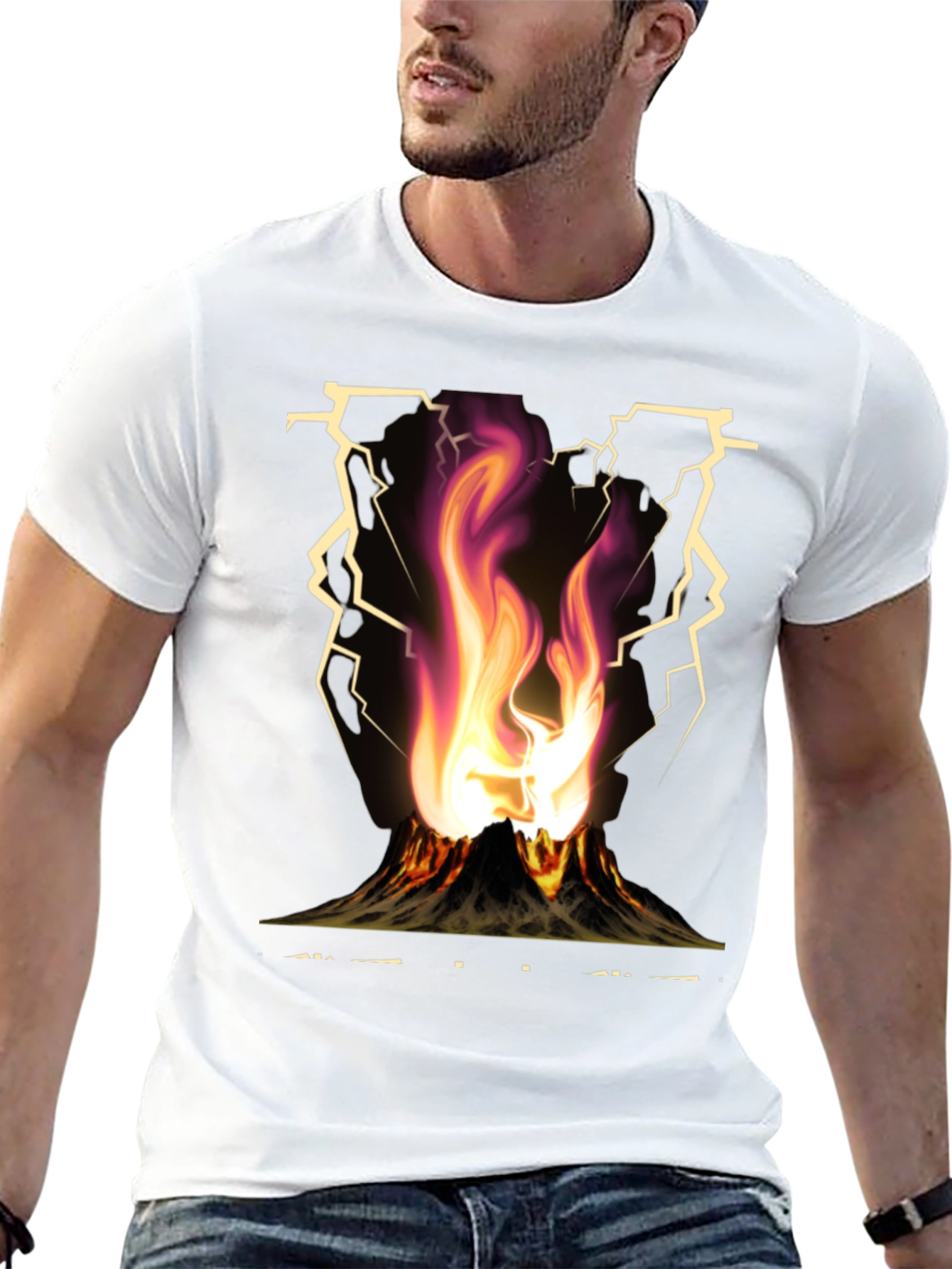Volcano Lightning Graphic T-Shirt - 13