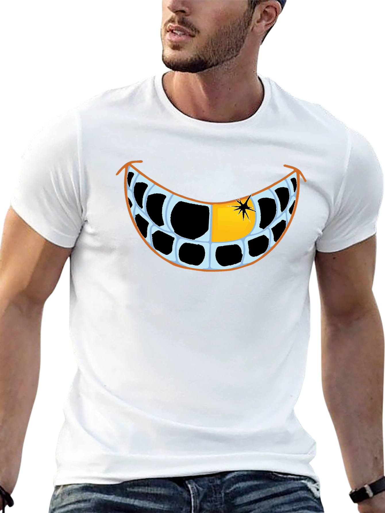 Black Funny Grinning Teeth Graphic T-Shirt view 13