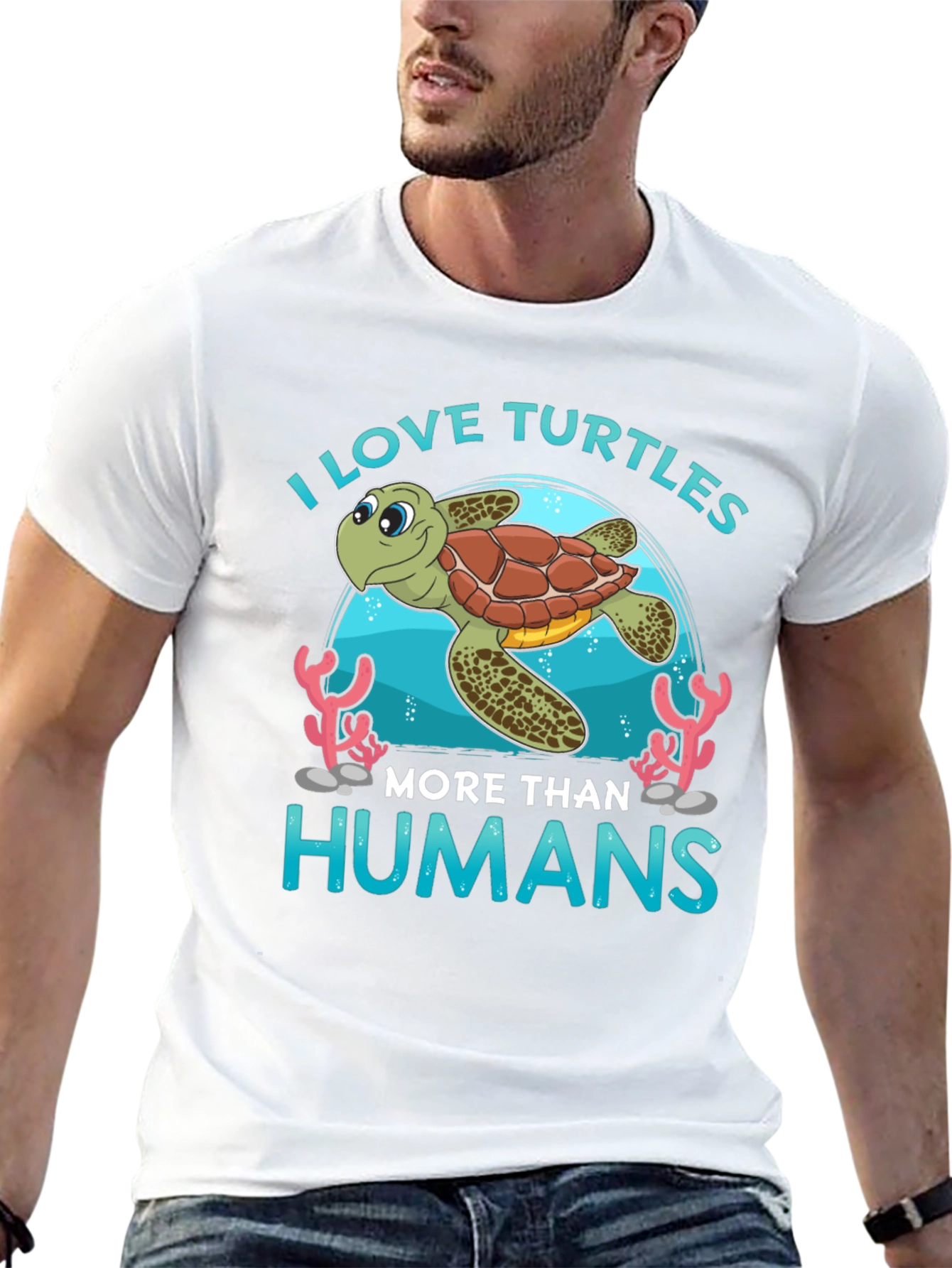 Black I Love Turtles More Than Humans T-Shirt view 13