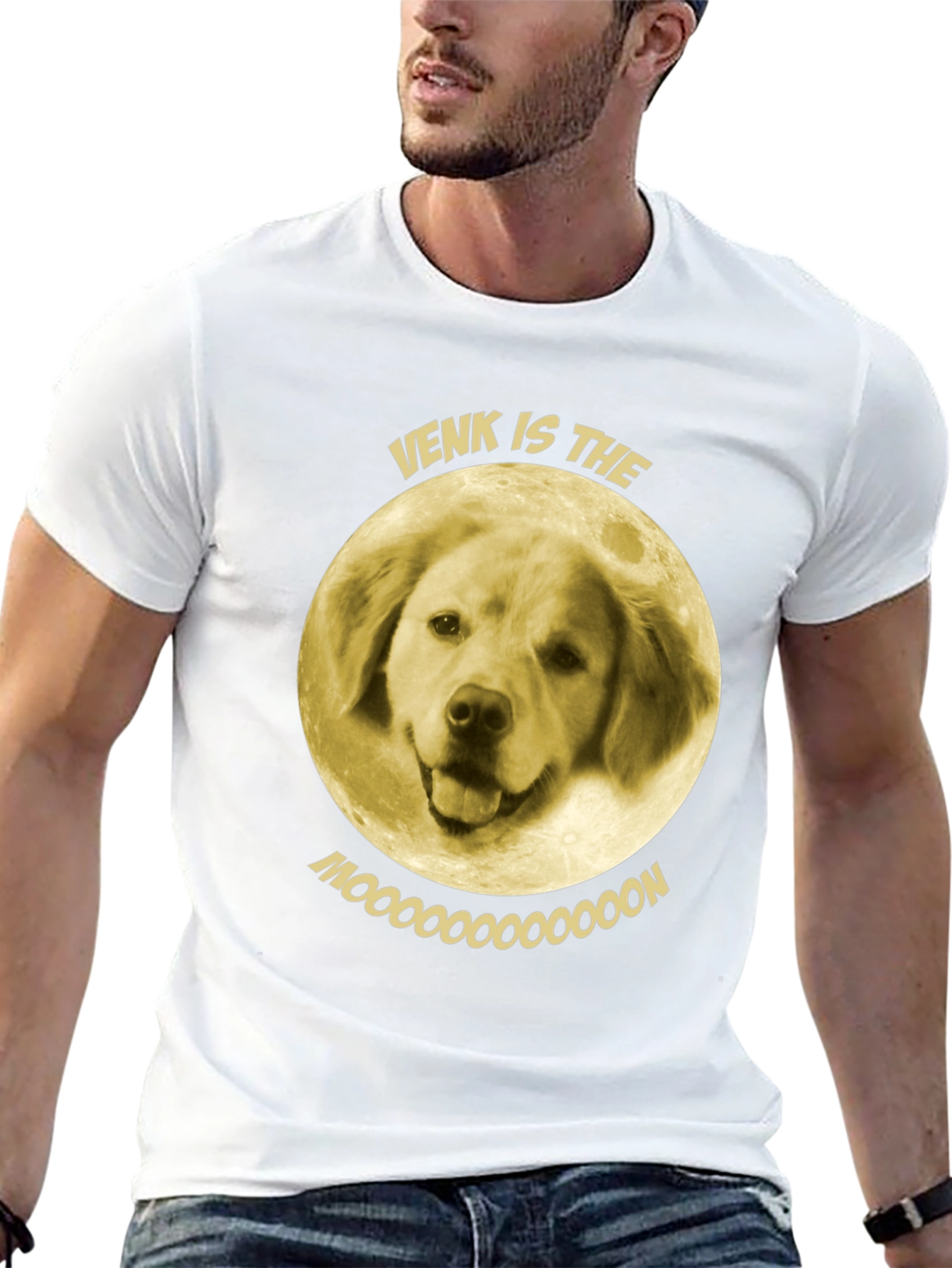 Black Venk is the Moon T-Shirt - Funny Dog Graphic Tee view 13
