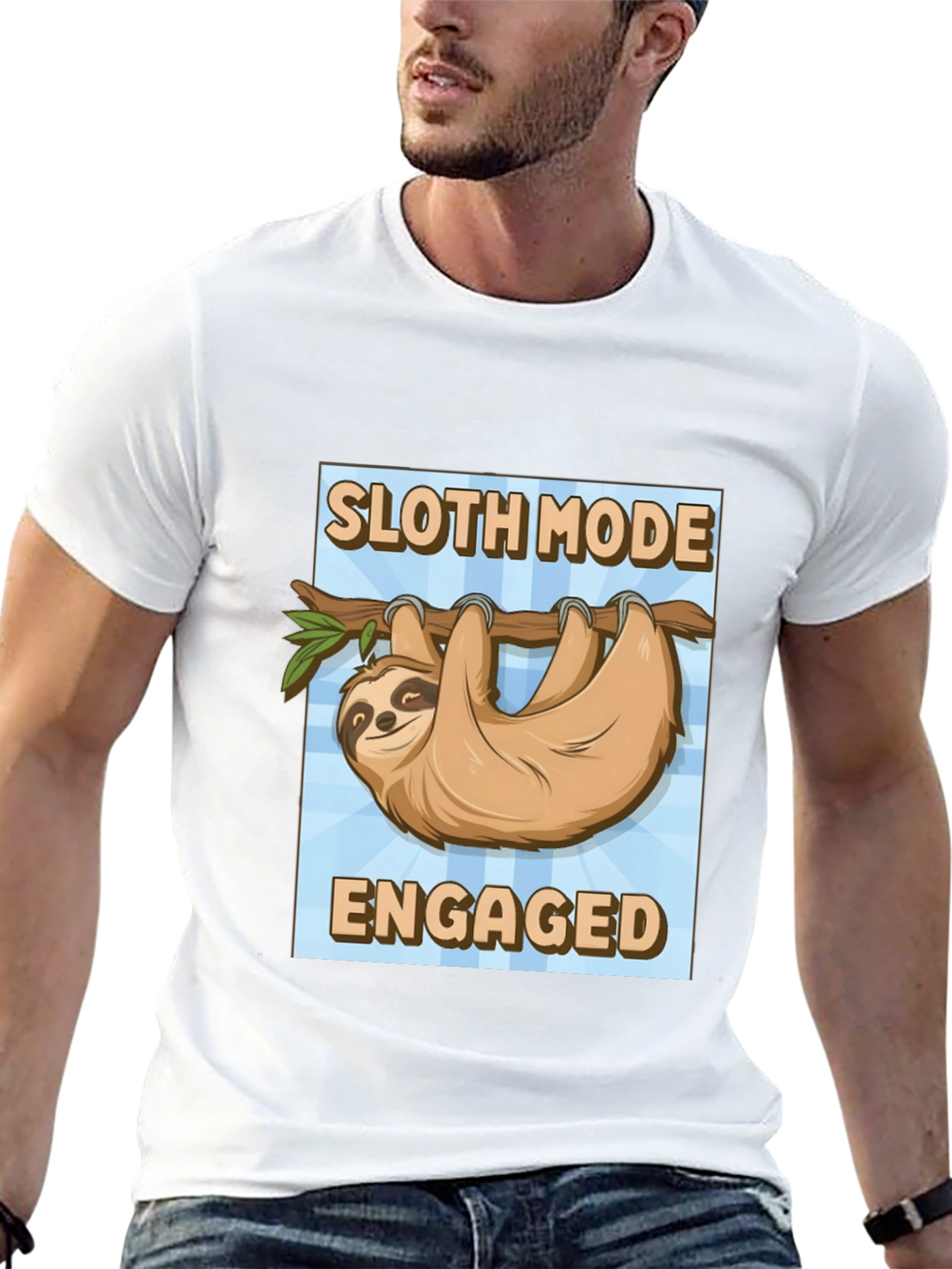 Black Sloth Mode Engaged Black T-Shirt view 13