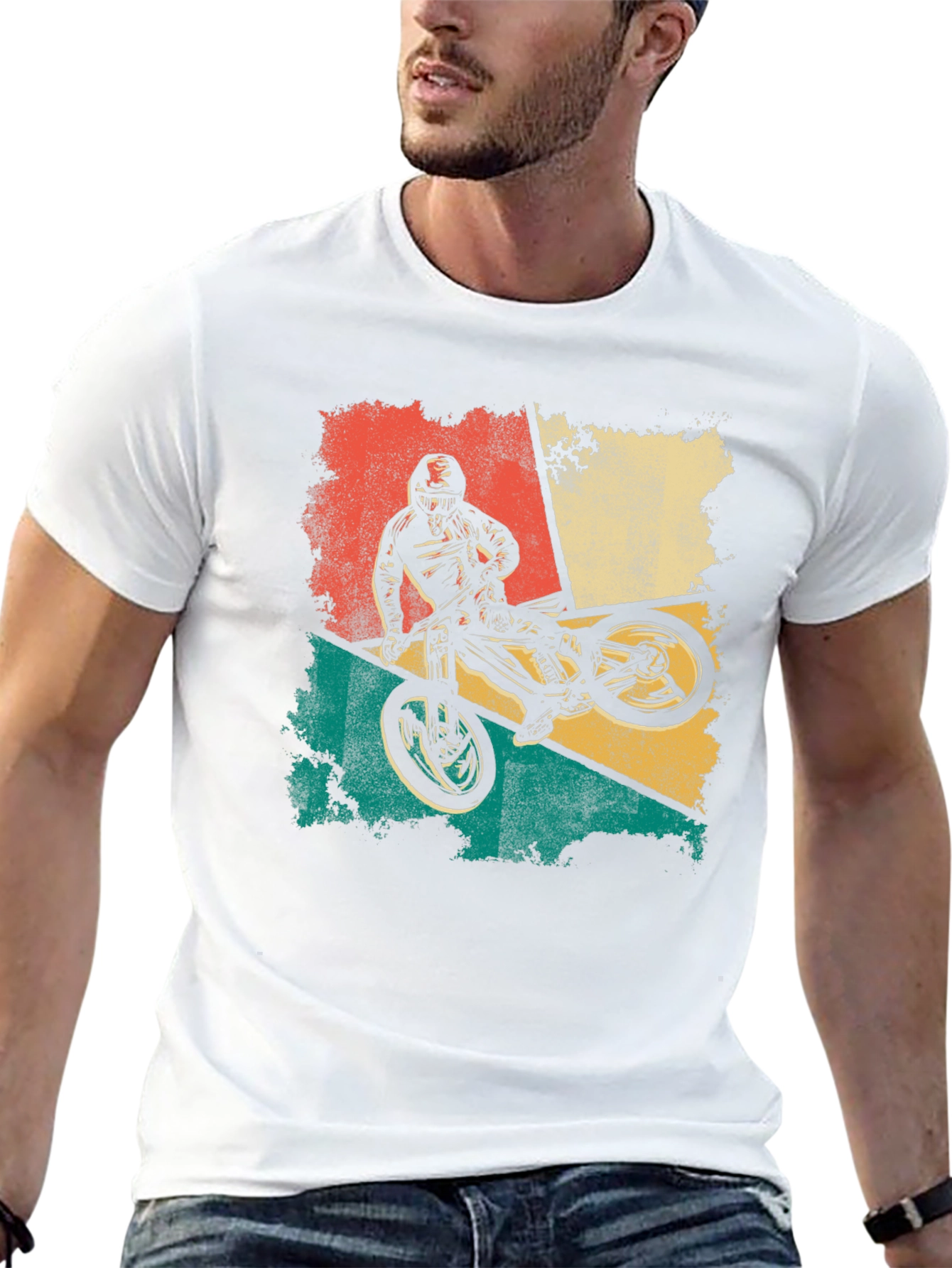 Black Retro Mountain Biker T-Shirt - Vintage Style view 13