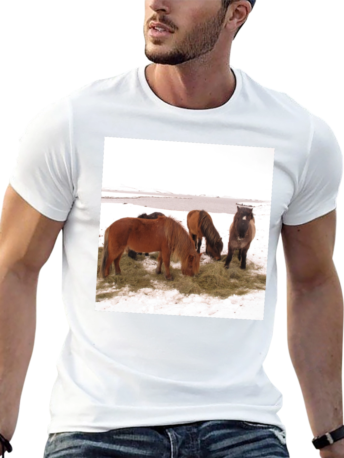 Black Horse Scene Graphic Tee - Unisex Black T-Shirt view 13