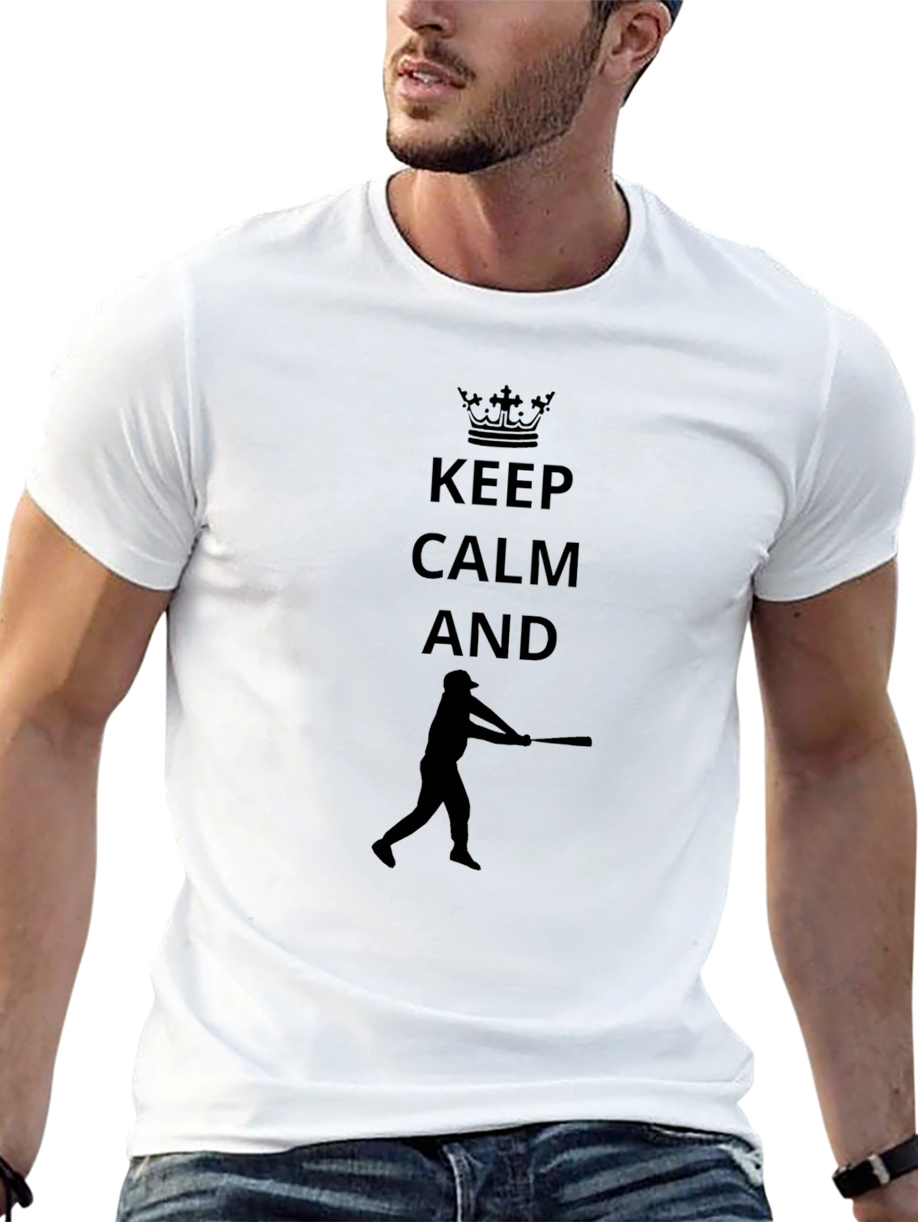 Black Keep Calm Baseball Player Black T-Shirt view 13