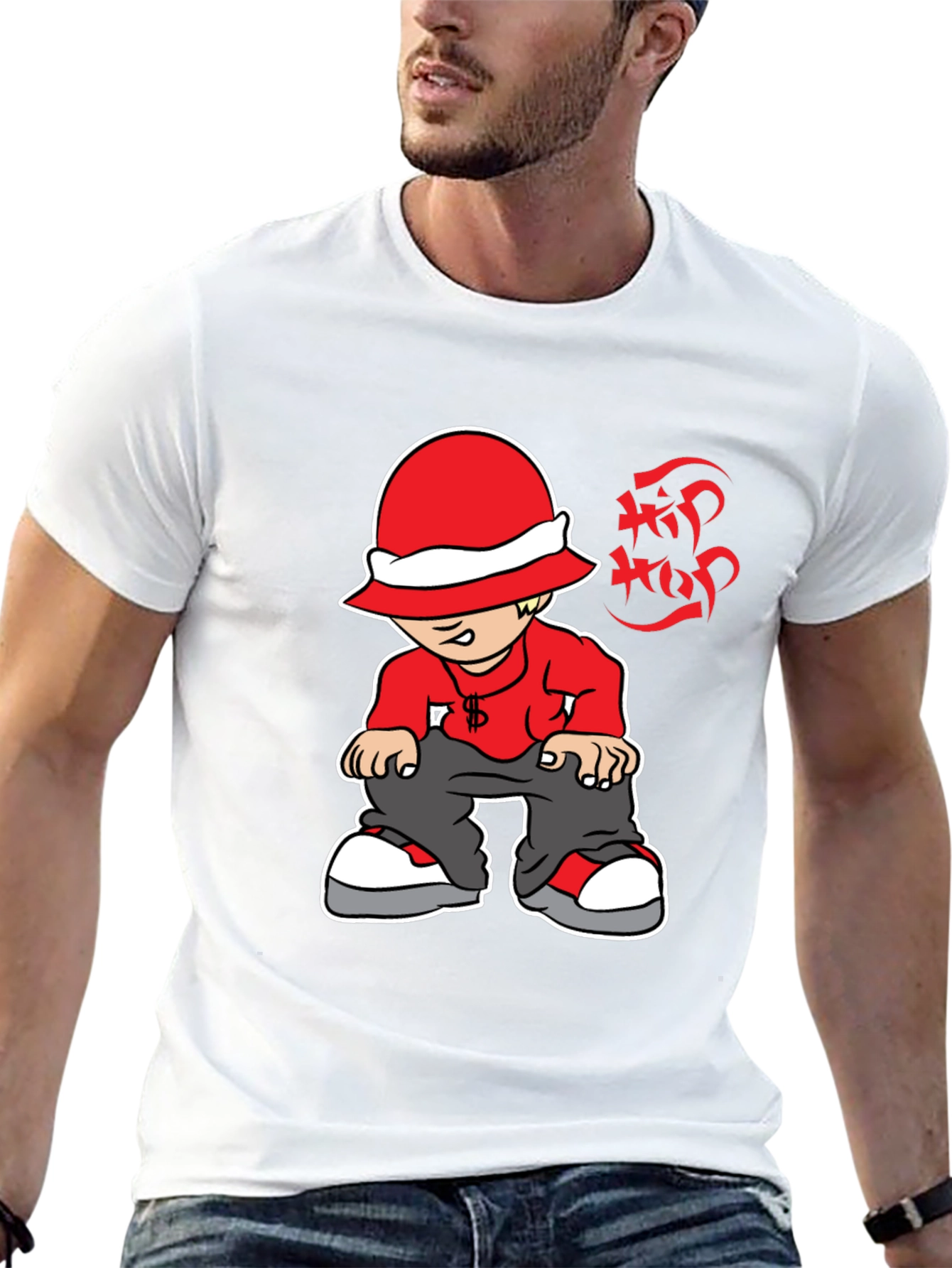 Black Hip Hop Cartoon Graphic Black T-Shirt view 13