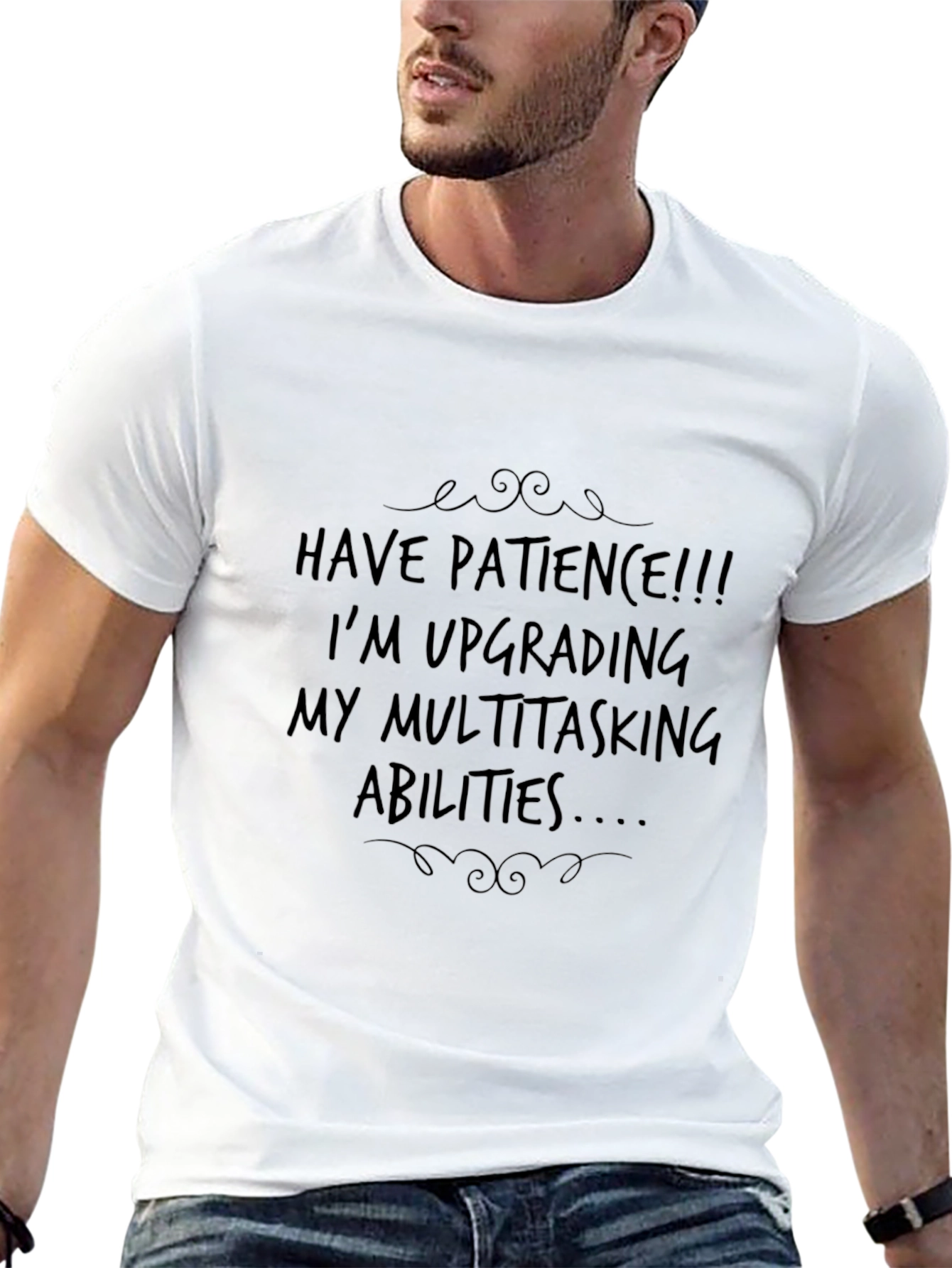Black Patience Upgrade Men's Black Graphic Tee view 13