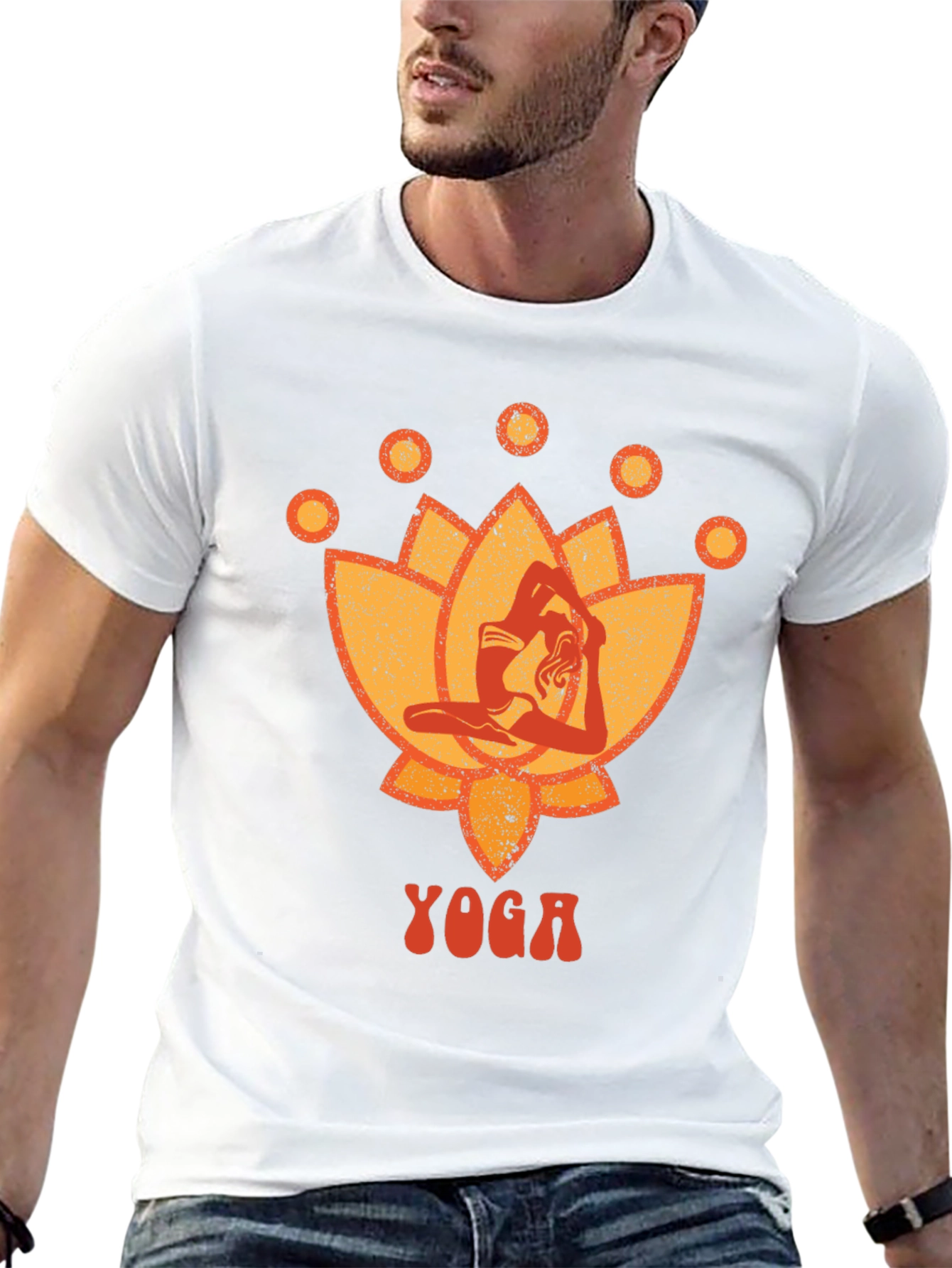 Black Yoga Lotus Graphic Tee - Black Cotton T-Shirt view 13