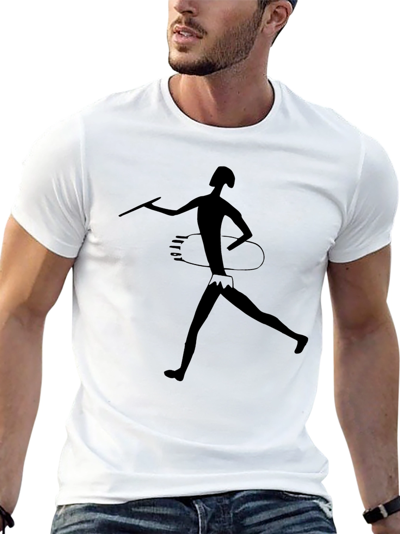 Black Tribal Art Spear Thrower Black T-Shirt view 13