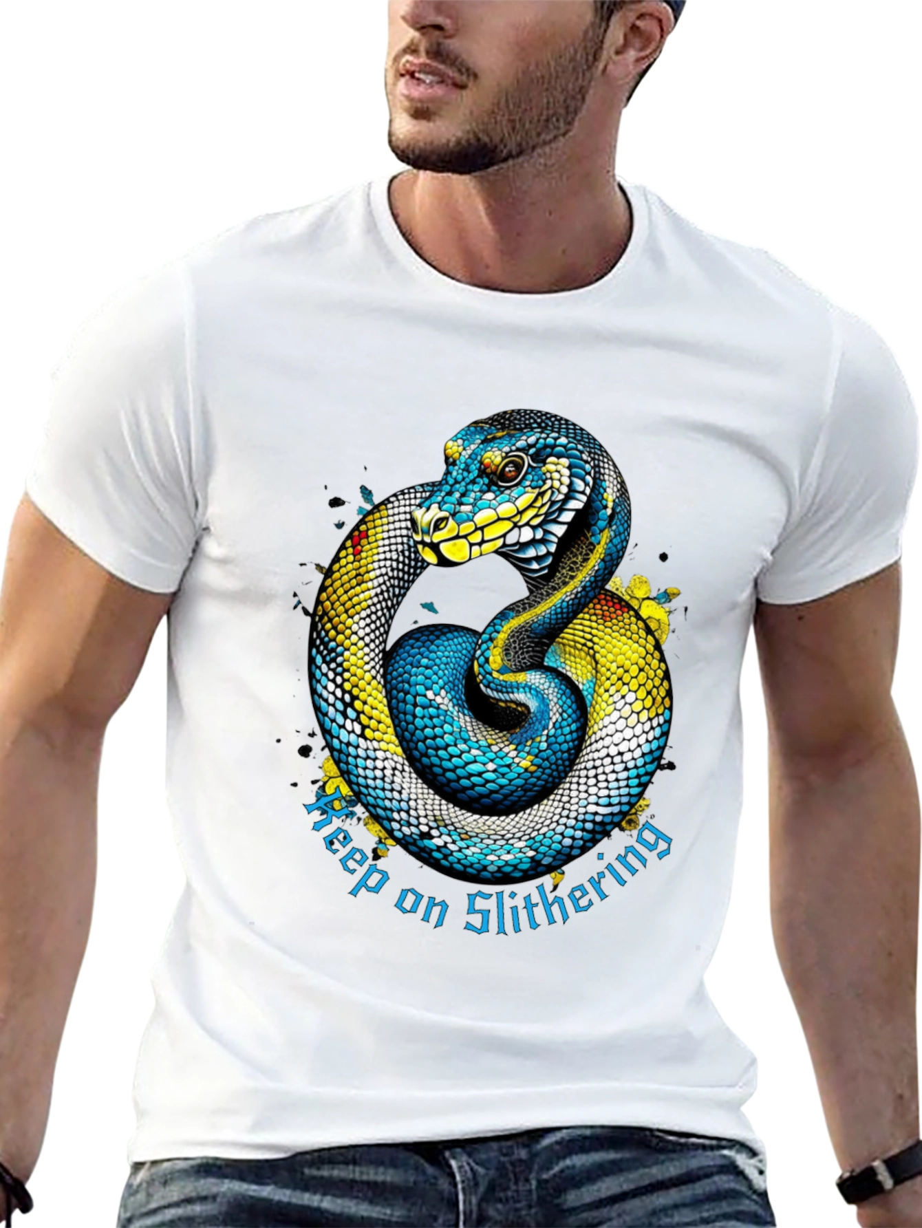 Black Keep on Slithering Snake Graphic Tee view 13