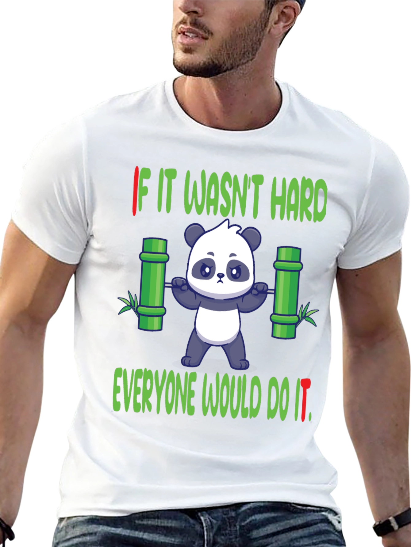 Black Funny Panda Gym T-Shirt - Weightlifting Bamboo view 13