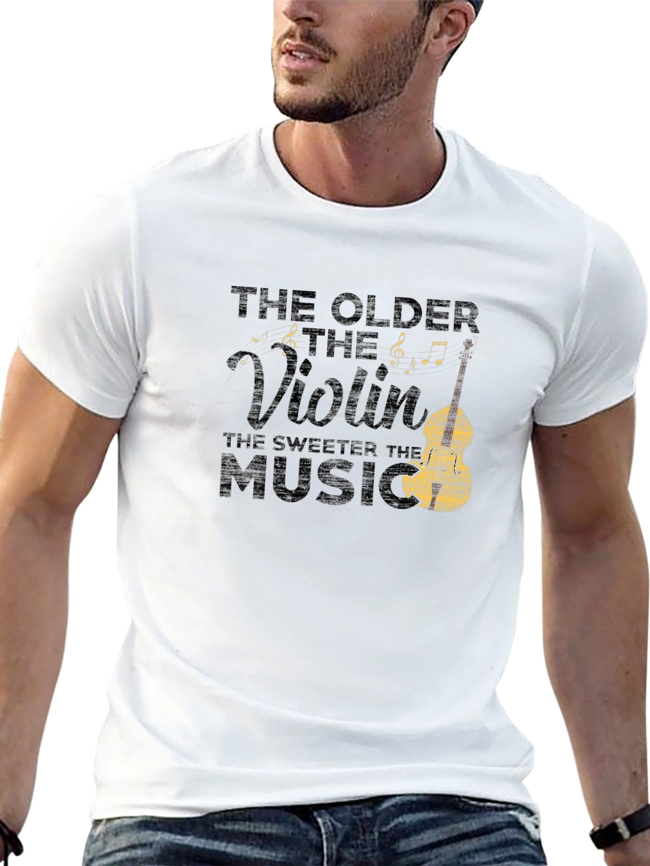 Black Vintage Violin Music T-Shirt - The Older The Violin view 13