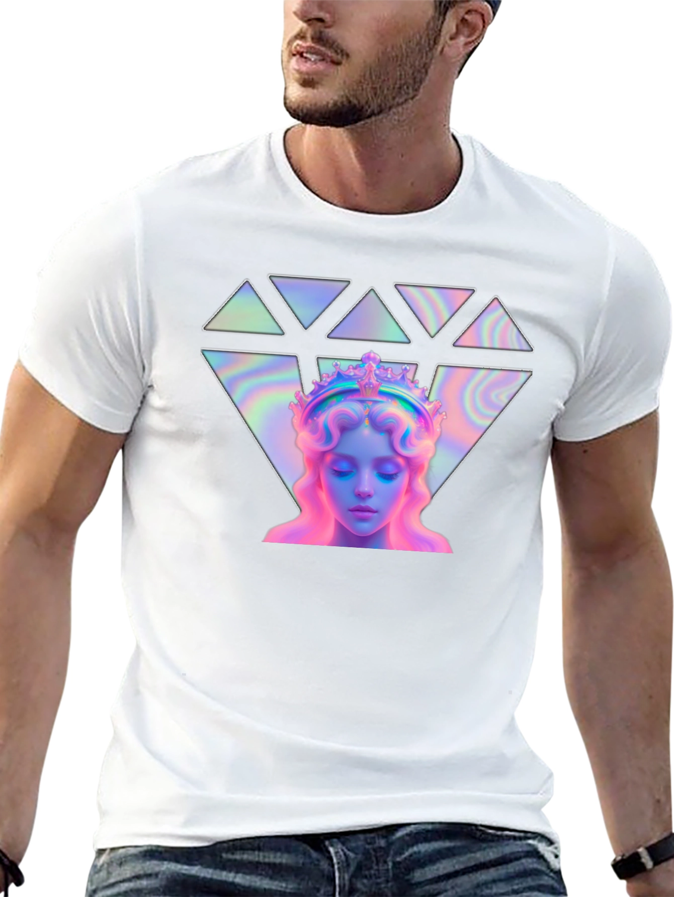 Black Mystic Crown Graphic Tee - Holographic Design view 13