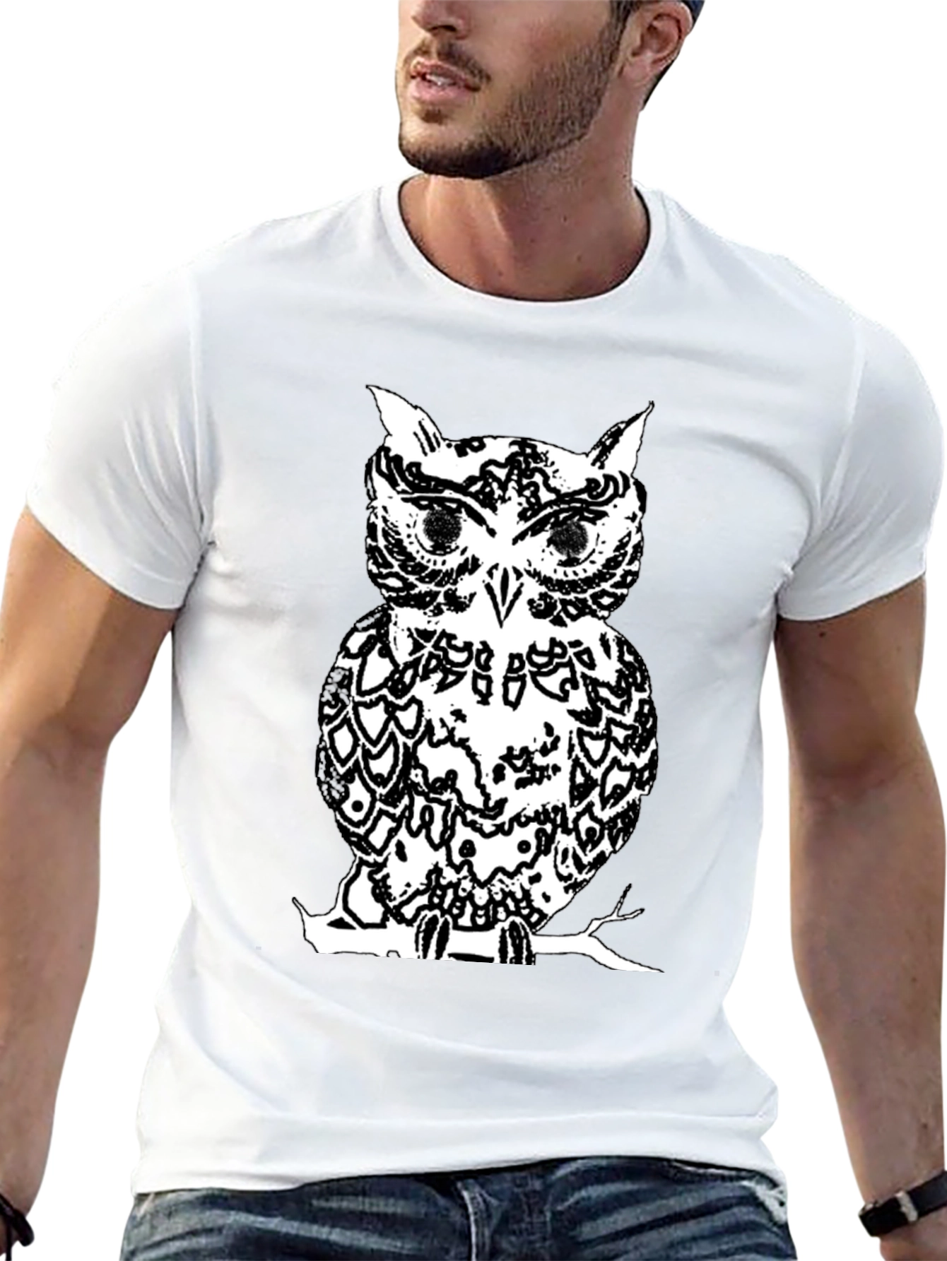 Black Black Owl Graphic Tee - Stylish Men's T-Shirt view 13
