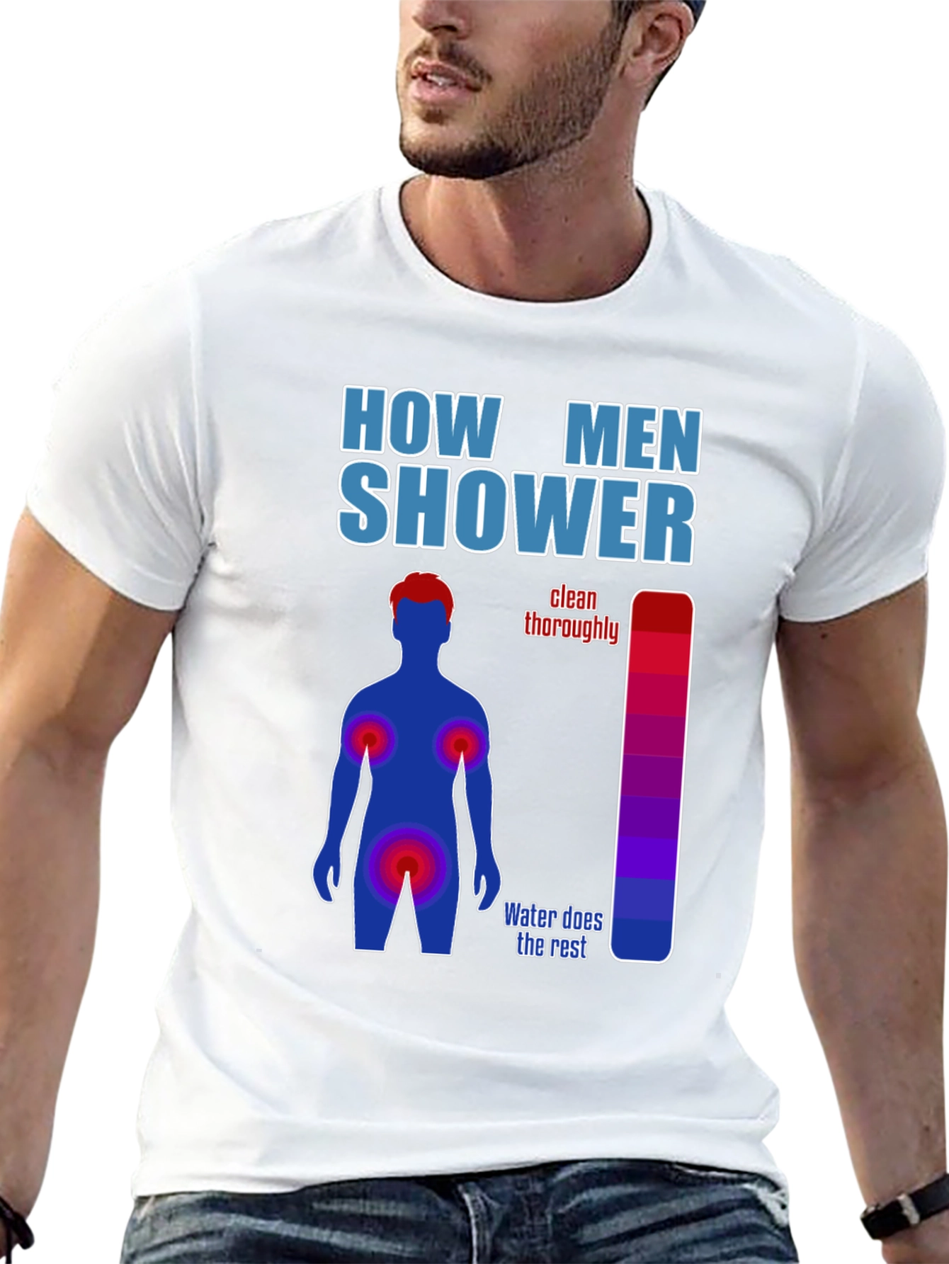 Black Humorous Men's Shower Guide T-Shirt view 13