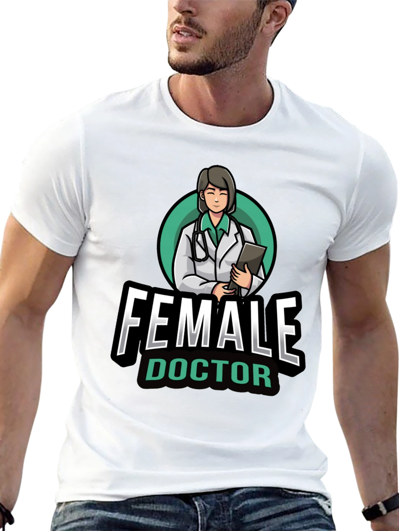 Black Female Doctor Graphic T-Shirt - Novelty Medical Apparel view 13