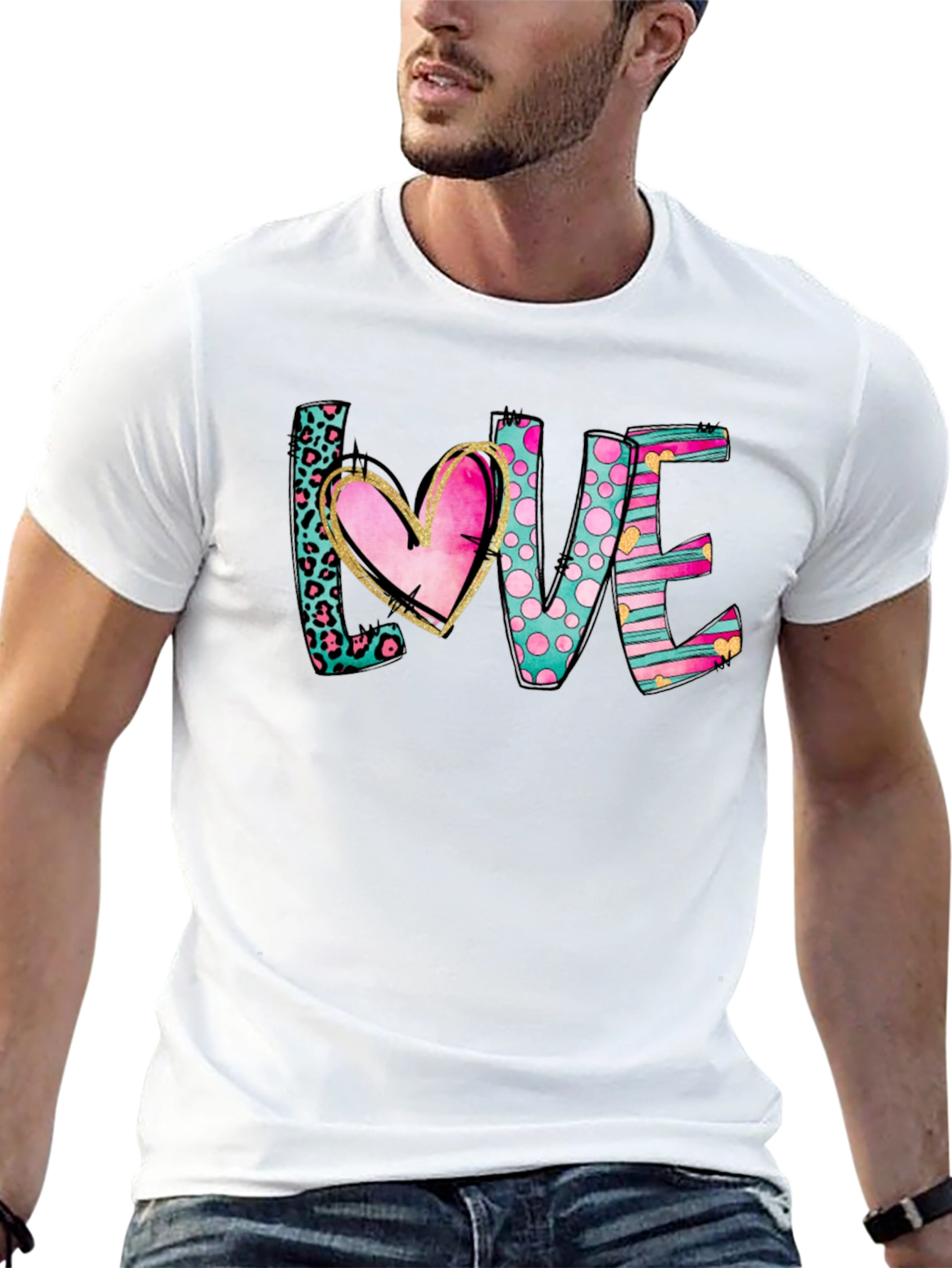 Black LOVE T-Shirt - Heart Design view 13