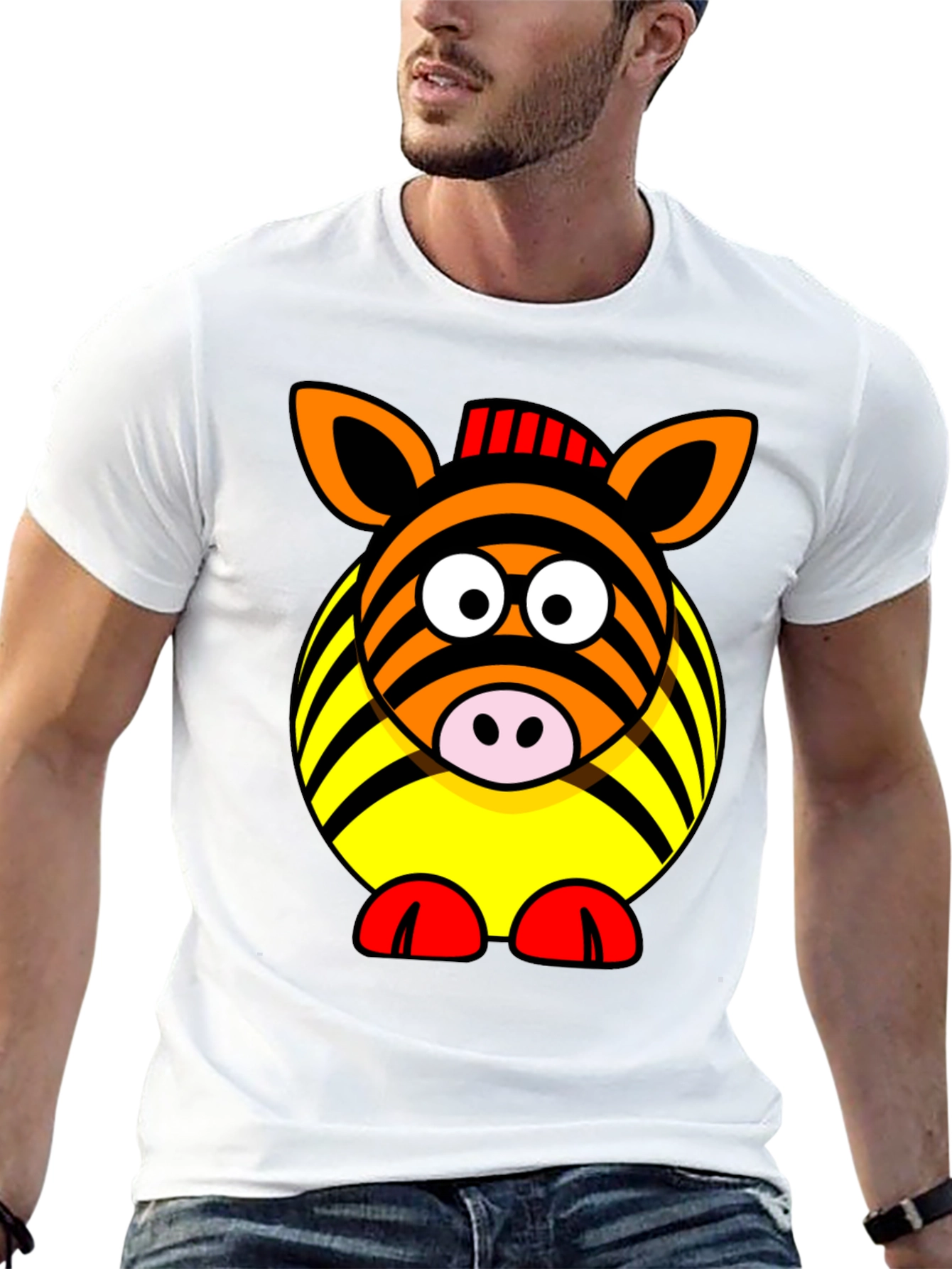 Black Zebra Cartoon Graphic Black T-Shirt view 13