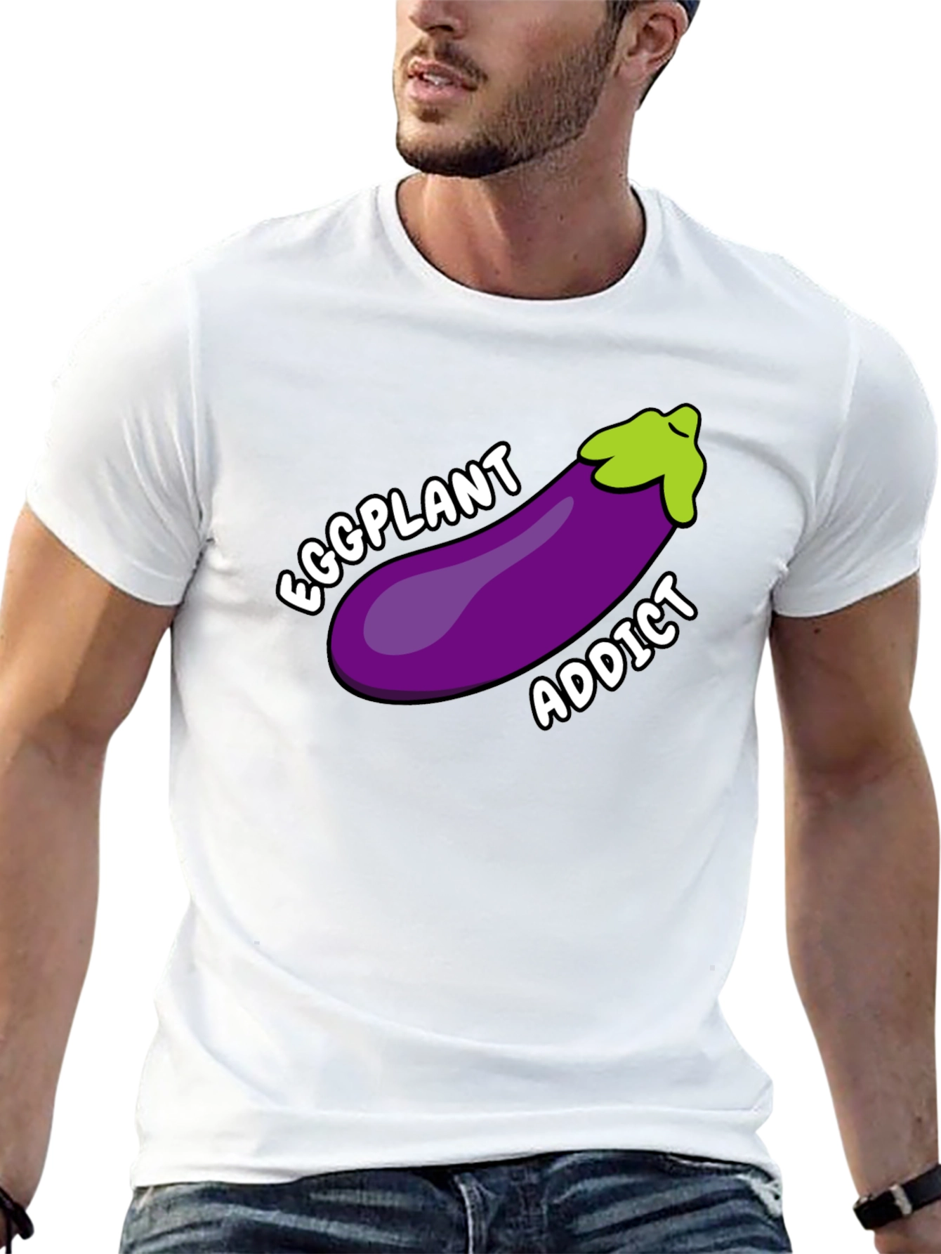 Black Eggplant Addict T-Shirt Funny Humor Graphic Tee view 13
