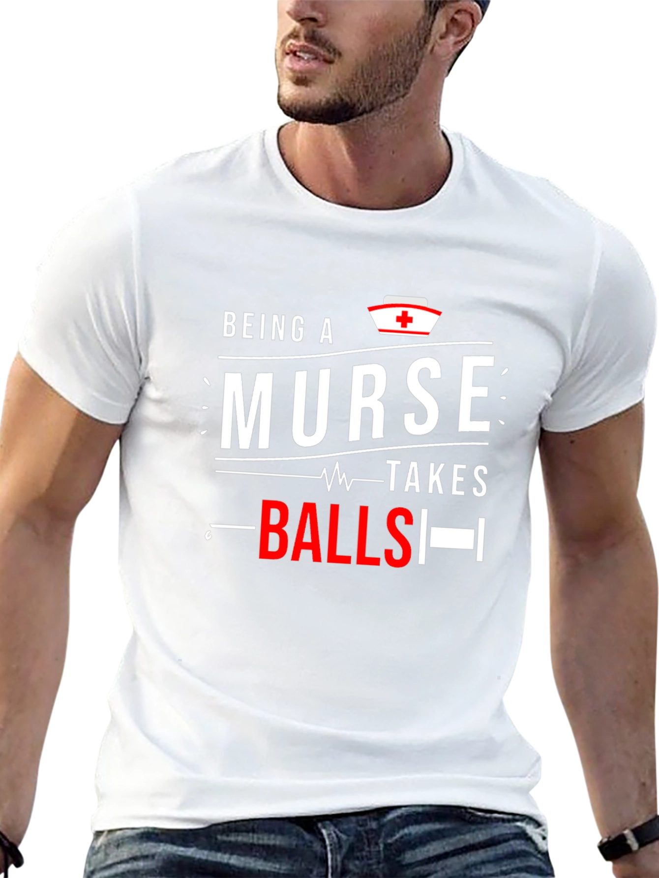 Black Being A Nurse Takes Balls Graphic Tee view 13