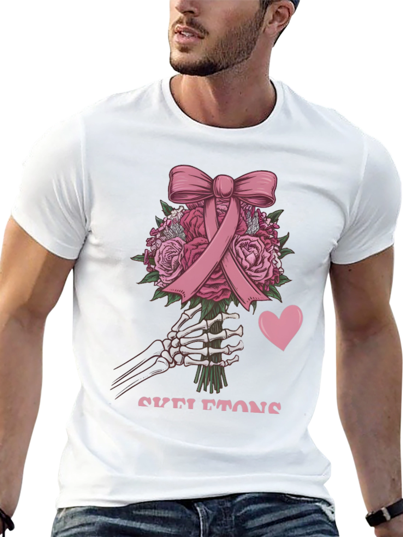Black Skeleton Bouquet T-Shirt - Breast Cancer Awareness Tee view 13