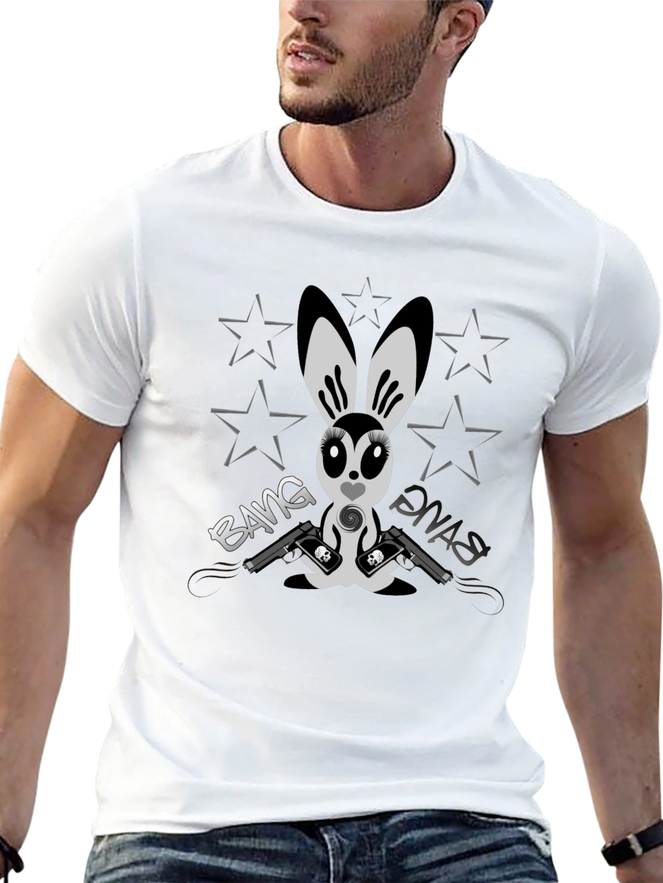 Black Bang Divas Bunny Graphic Tee - Black Cotton Blend view 13