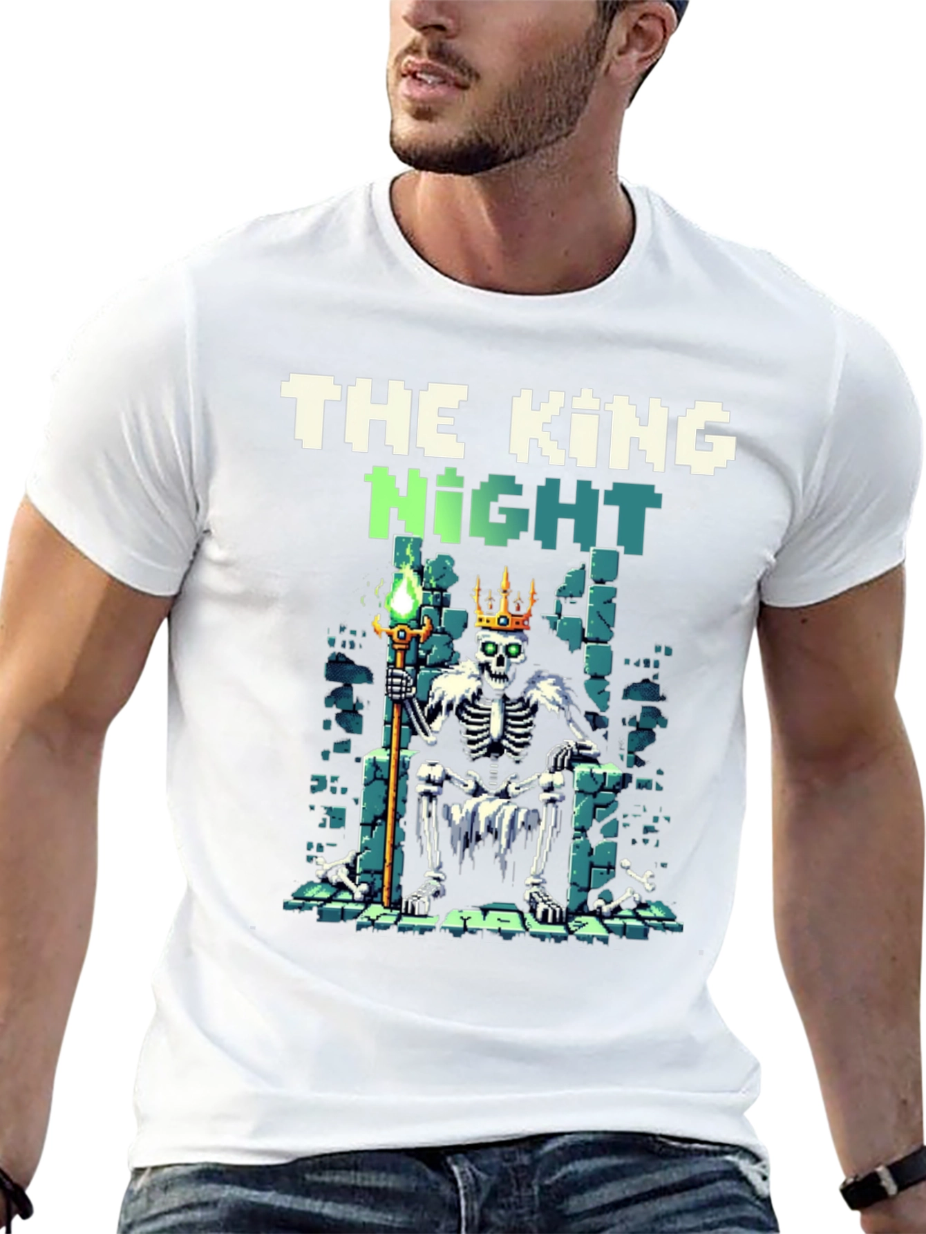 Black King Knight Pixel Art T-Shirt view 13