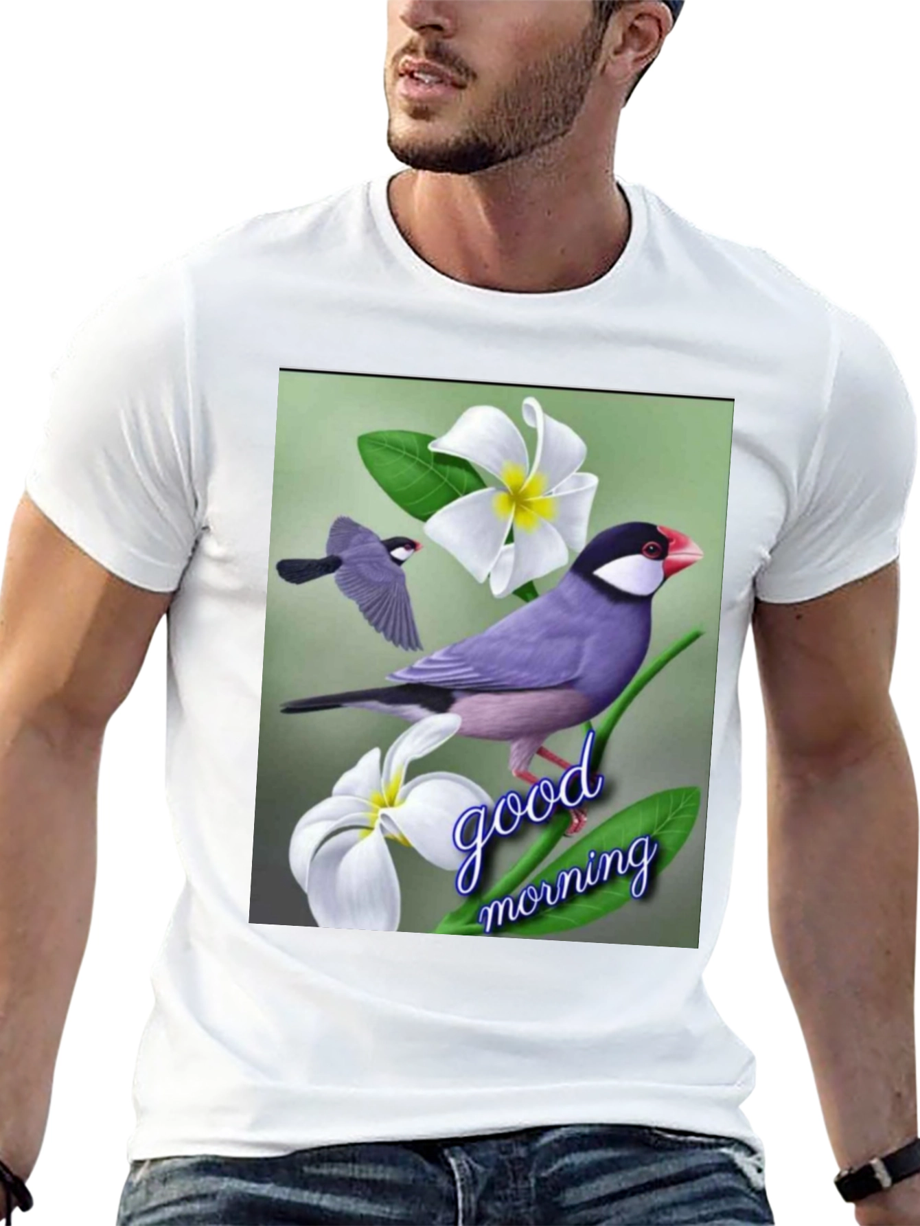 Black Bird & Floral Graphic Tee - Good Morning view 13