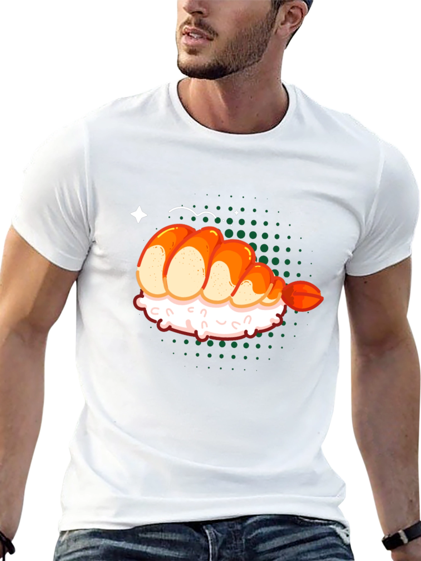 Sushi Shrimp Graphic Tee - Unisex Black T-Shirt - 13