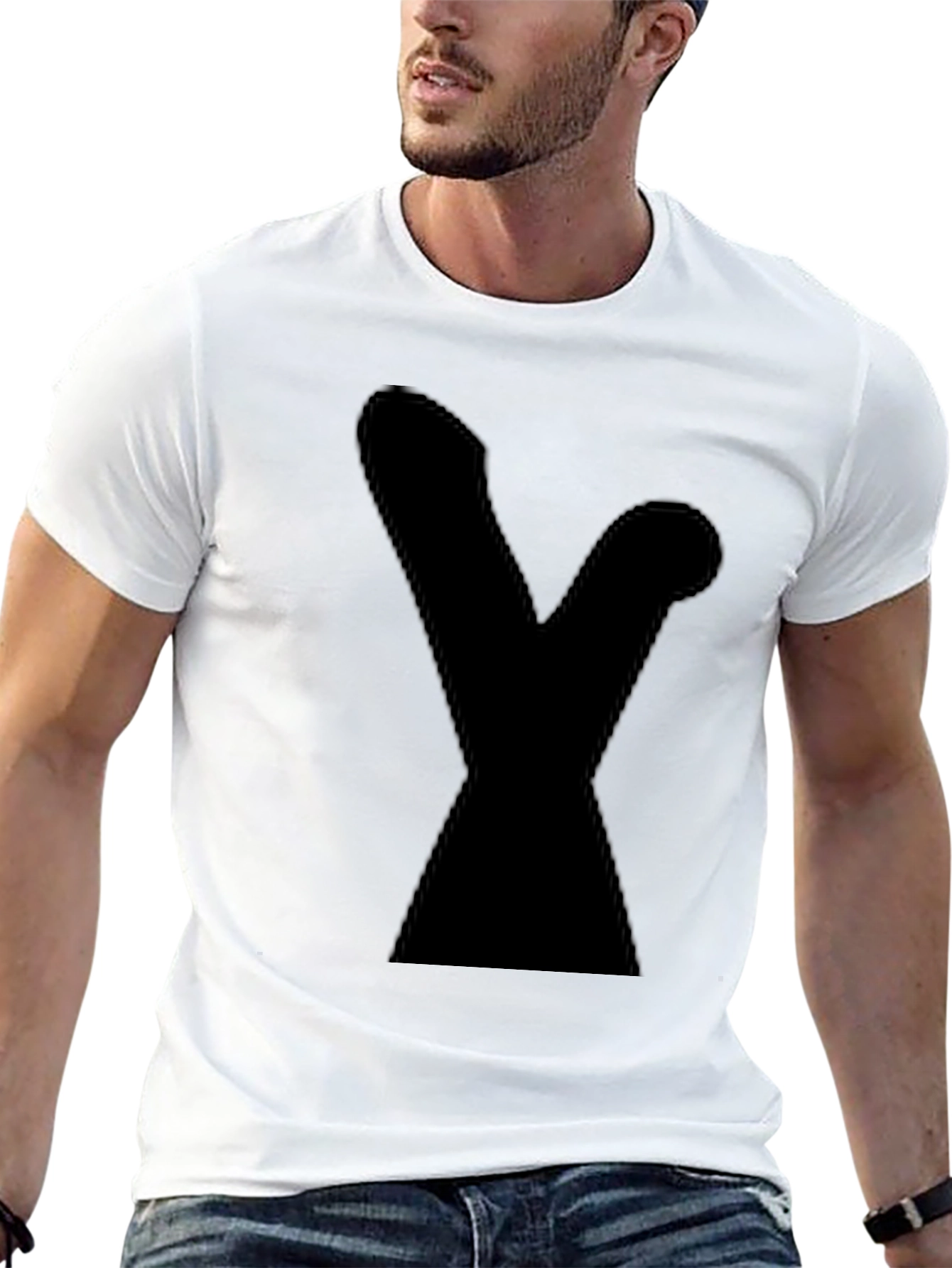 Black Men's Graphic Tee - Bold Black Silhouette view 13