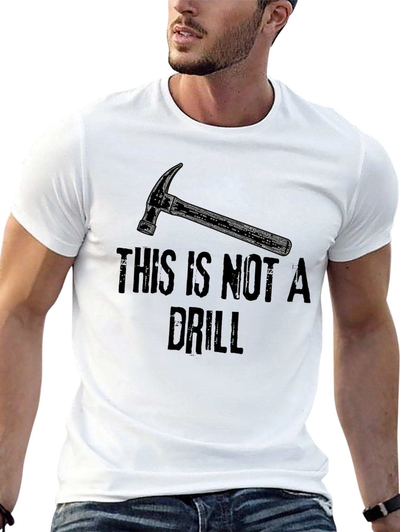 Black Funny Construction T-Shirt: This Is Not A Drill Hammer Tee view 13