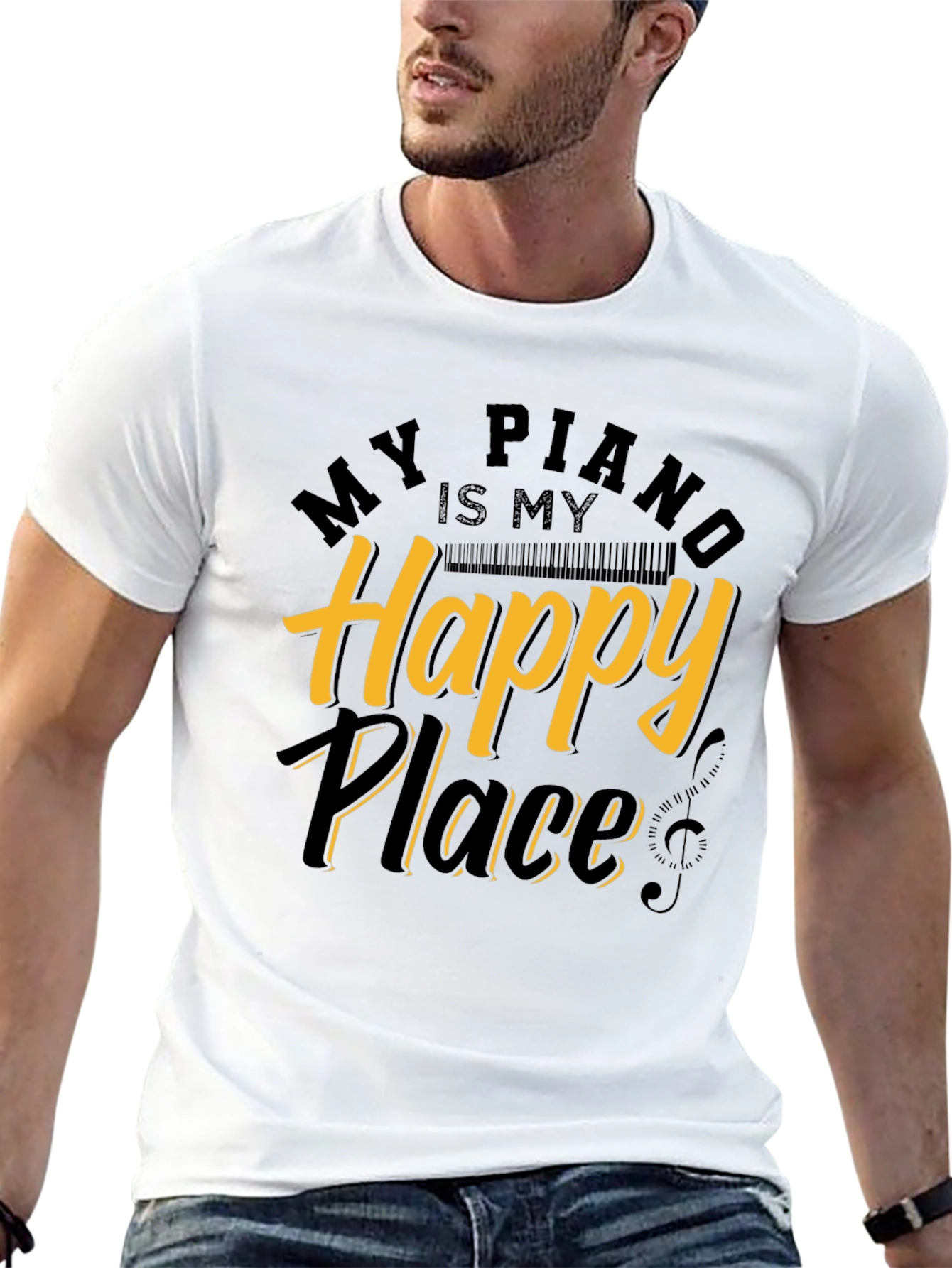 Black My Piano is My Happy Place Graphic Tee view 13