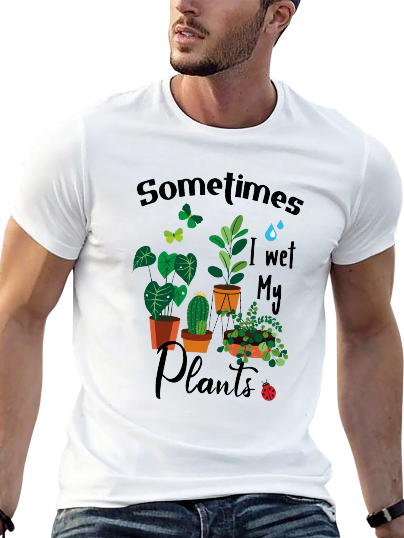 Black Sometimes I Wet My Plants Graphic T-Shirt view 13